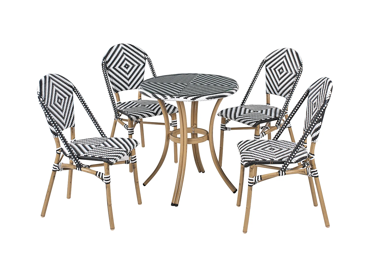 Tuinset rotan zwart/wit RIFREDDO