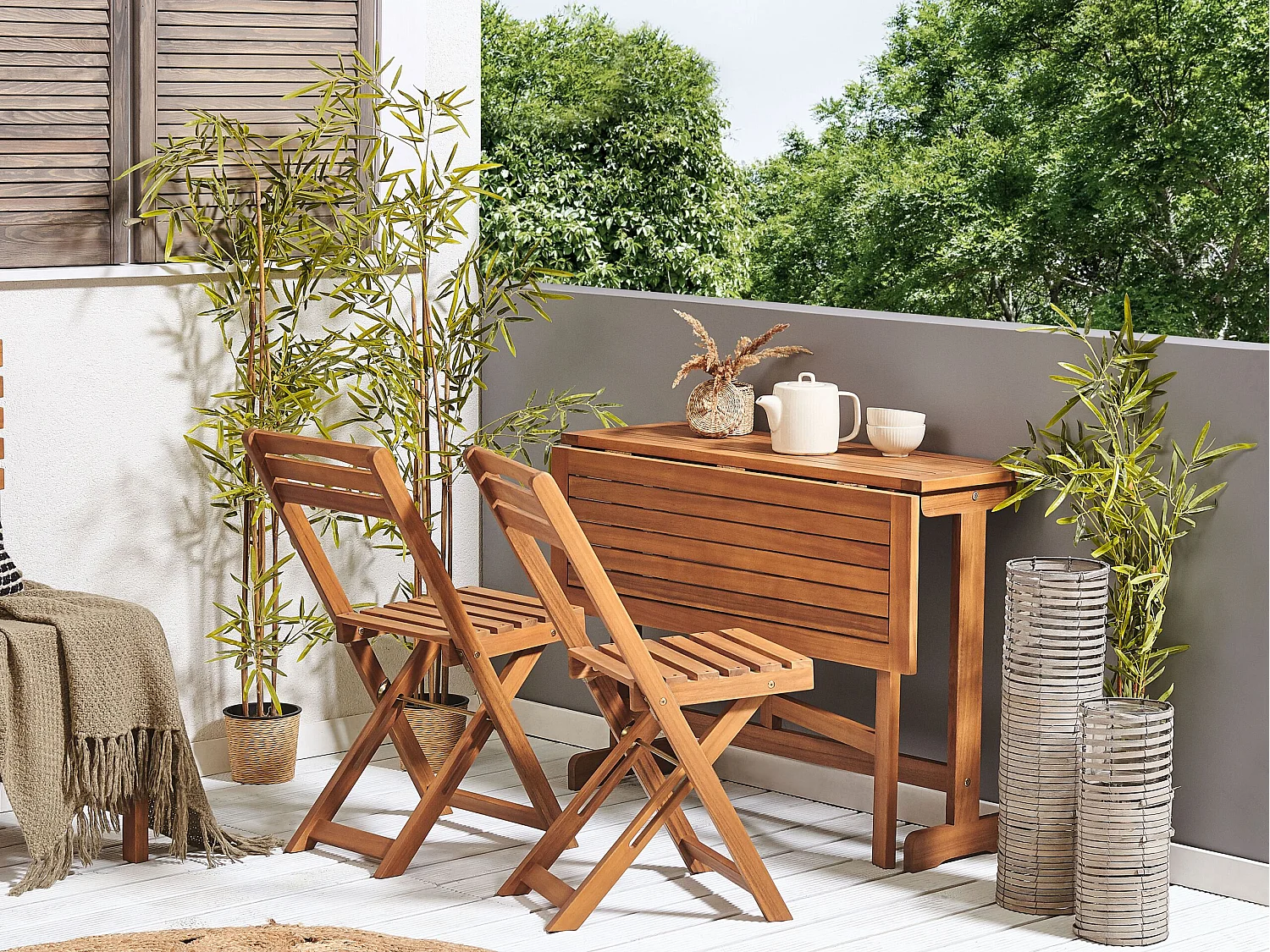 Ensemble pour bistro Pliant LENOLA Bois Marron
