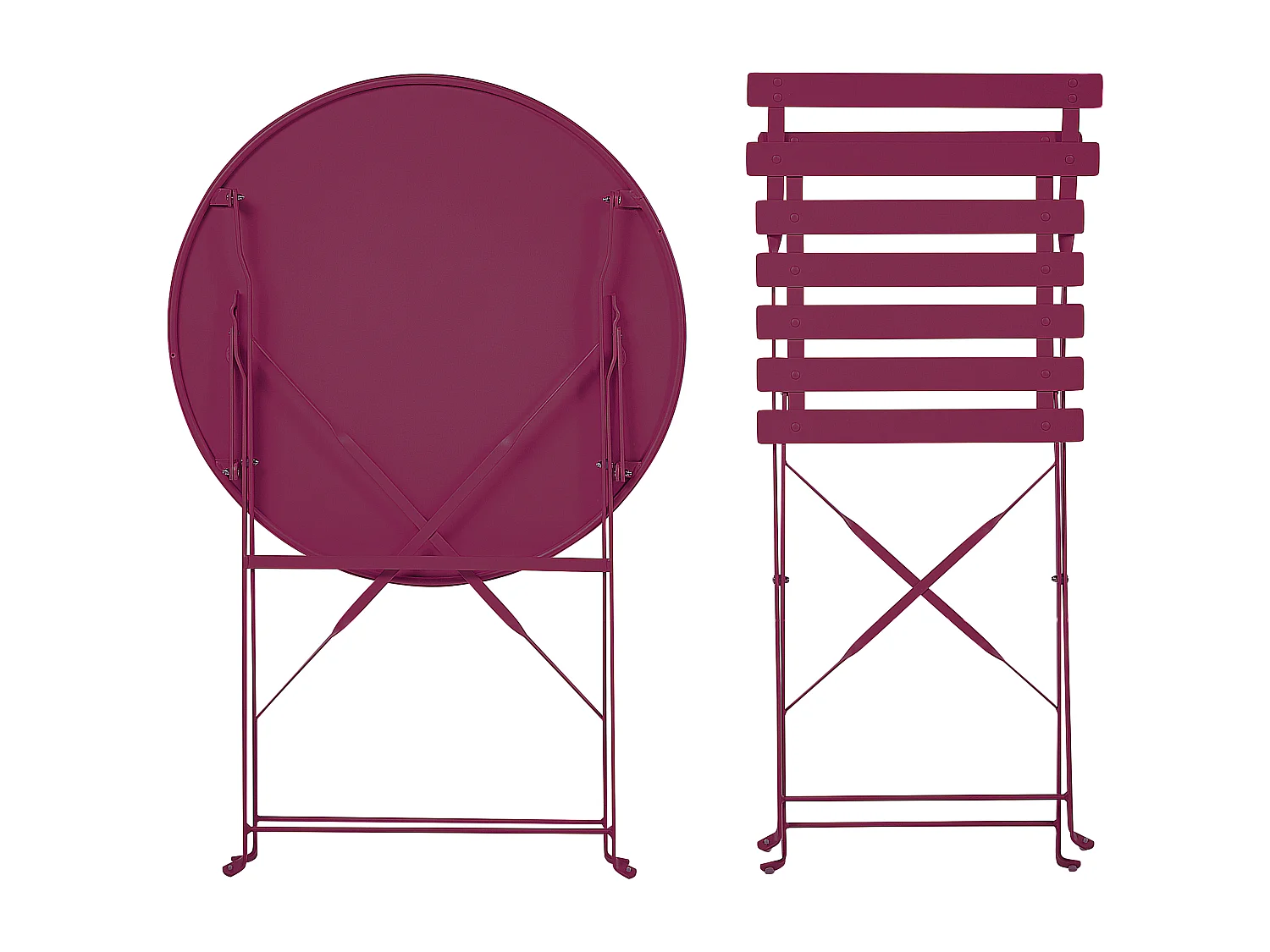 Ensemble pour bistro Pliant FIORI Métal Rouge Bordeaux