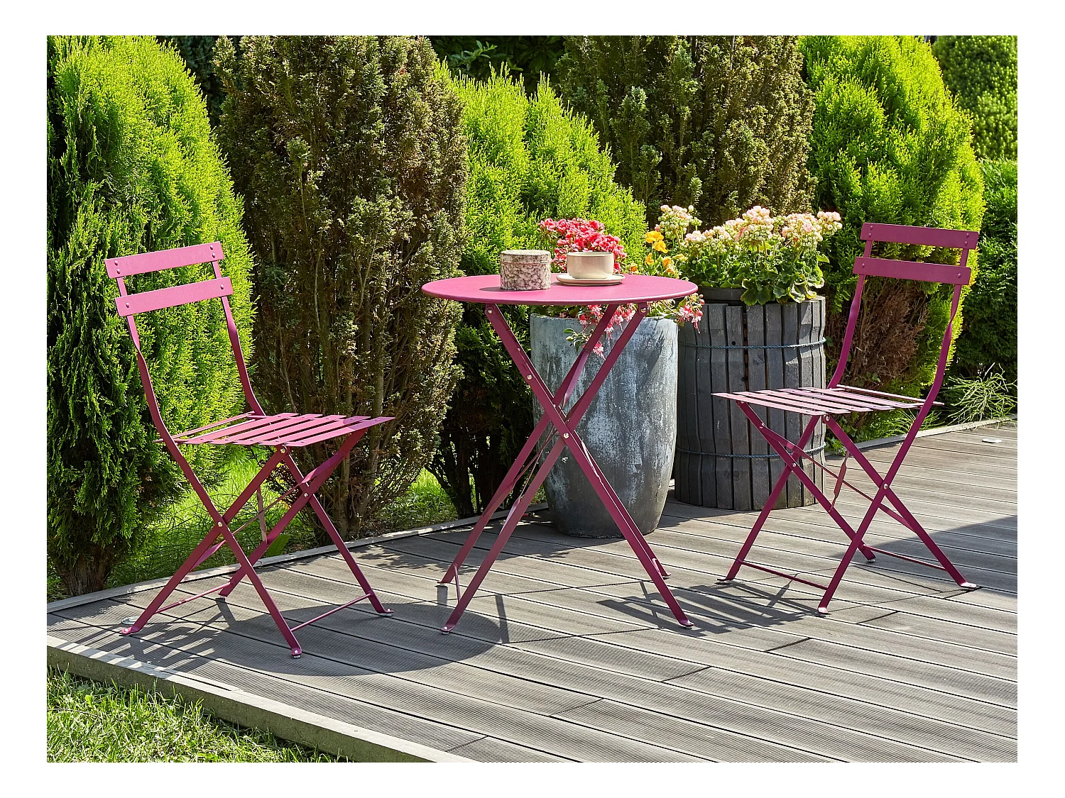 Zestaw mebli balkonowych Składane FIORI Metal Burgundowy