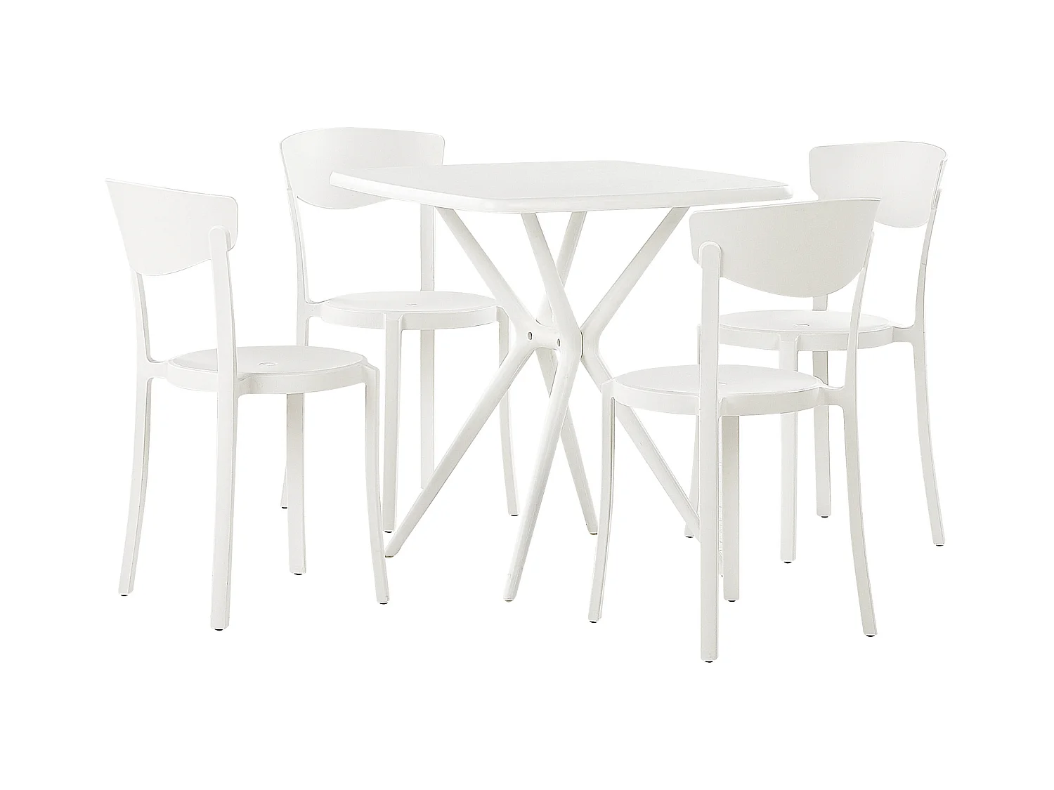 Gartenmöbel Set aus Kunststoff weiß Tisch quadratisch 4 Stühle Sersale/Vieste