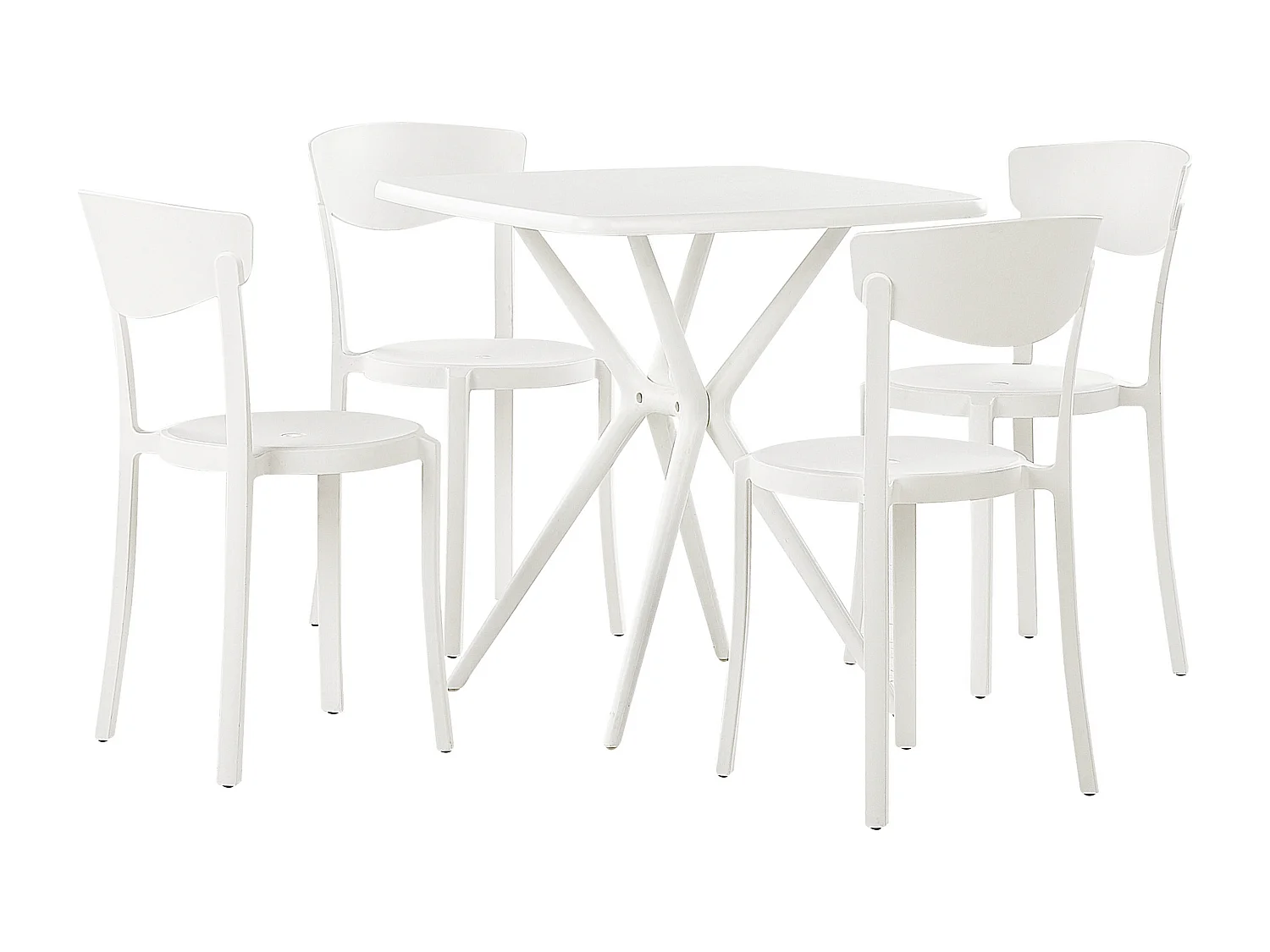 Gartenmöbel Set aus Kunststoff weiß Tisch quadratisch 4 Stühle Sersale/Vieste