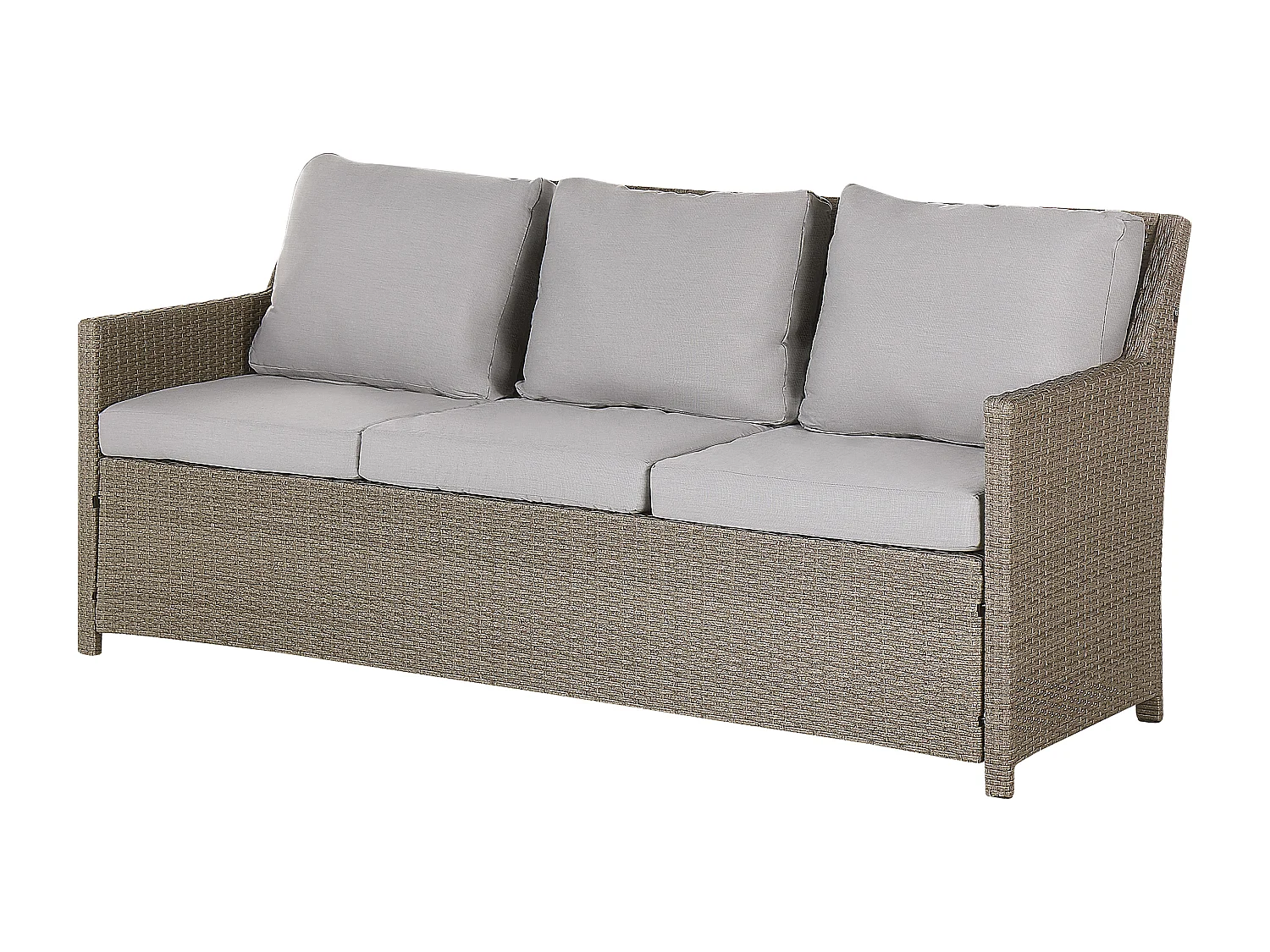 Ensemble de salon de jardin avec table et ottoman 5 places FONTI avec coussins Taupe