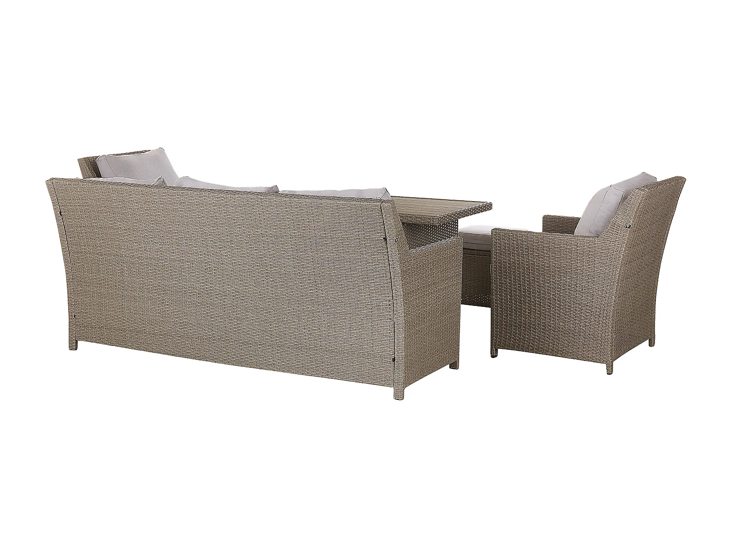 Loungeset met tafel en ottomaan 5-zitter FONTI met kussens Taupe