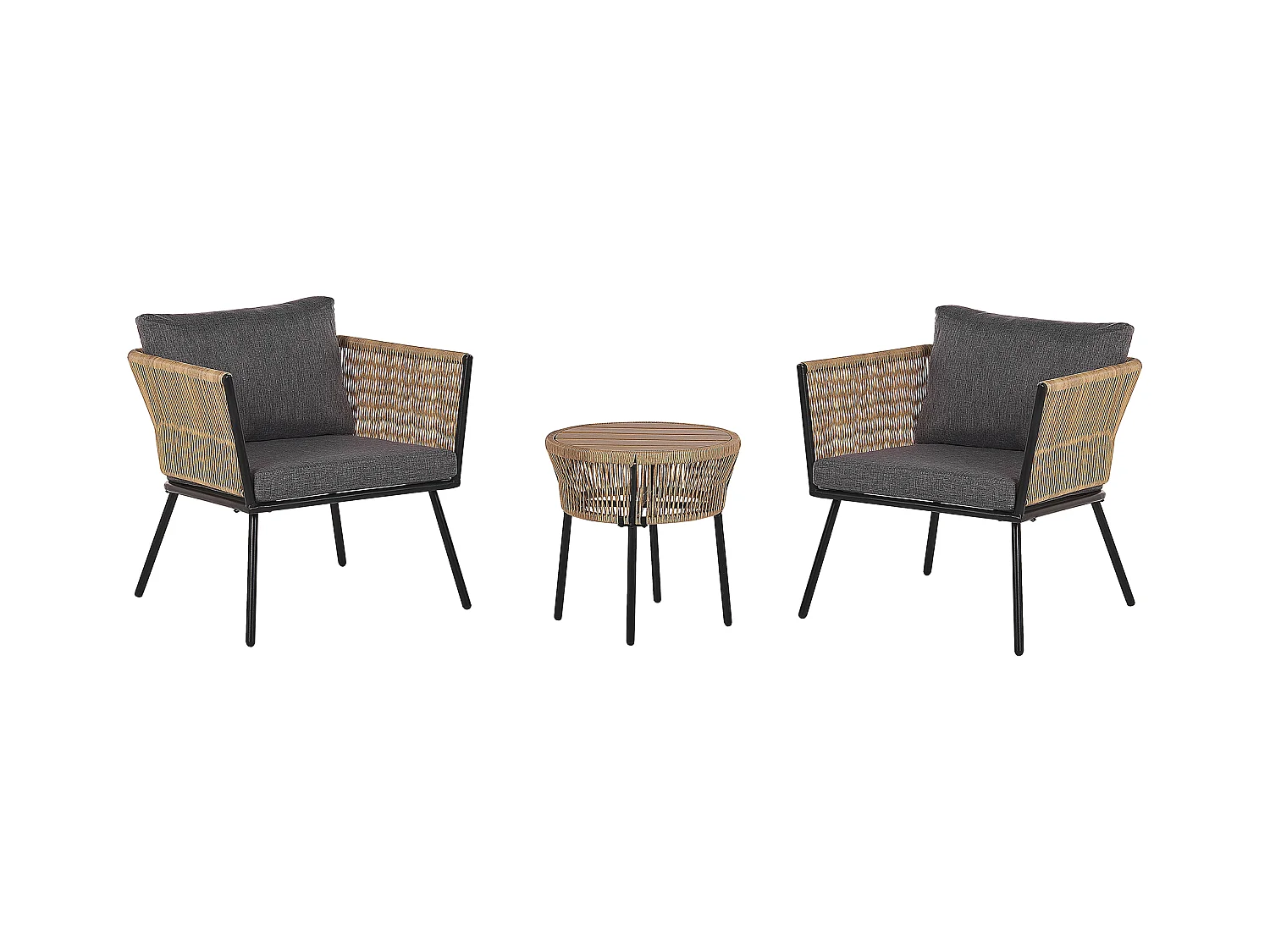 Ensemble pour bistro avec coussins GARGANO Marron clair