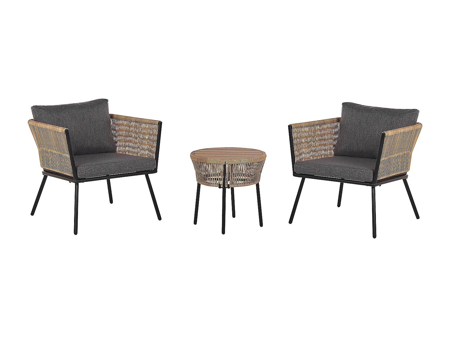 Ensemble pour bistro avec coussins GARGANO Marron clair