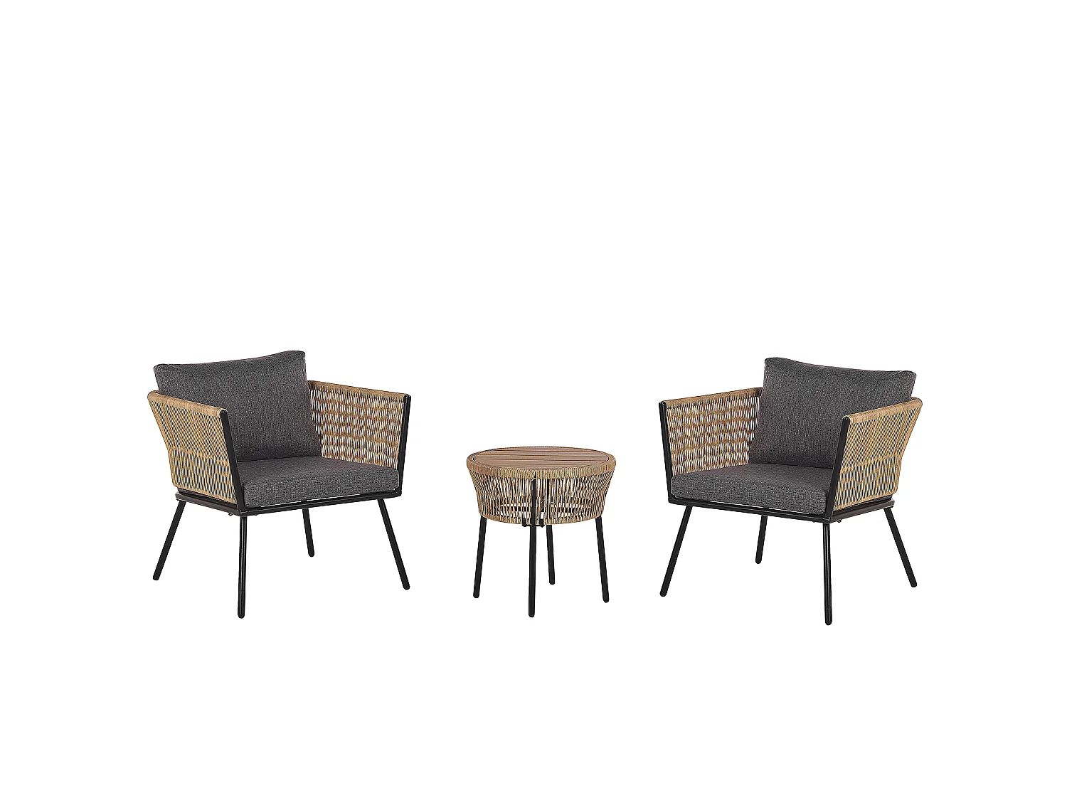Bistro Set inkl. Kissen GARGANO Polyrattan Hellbraun