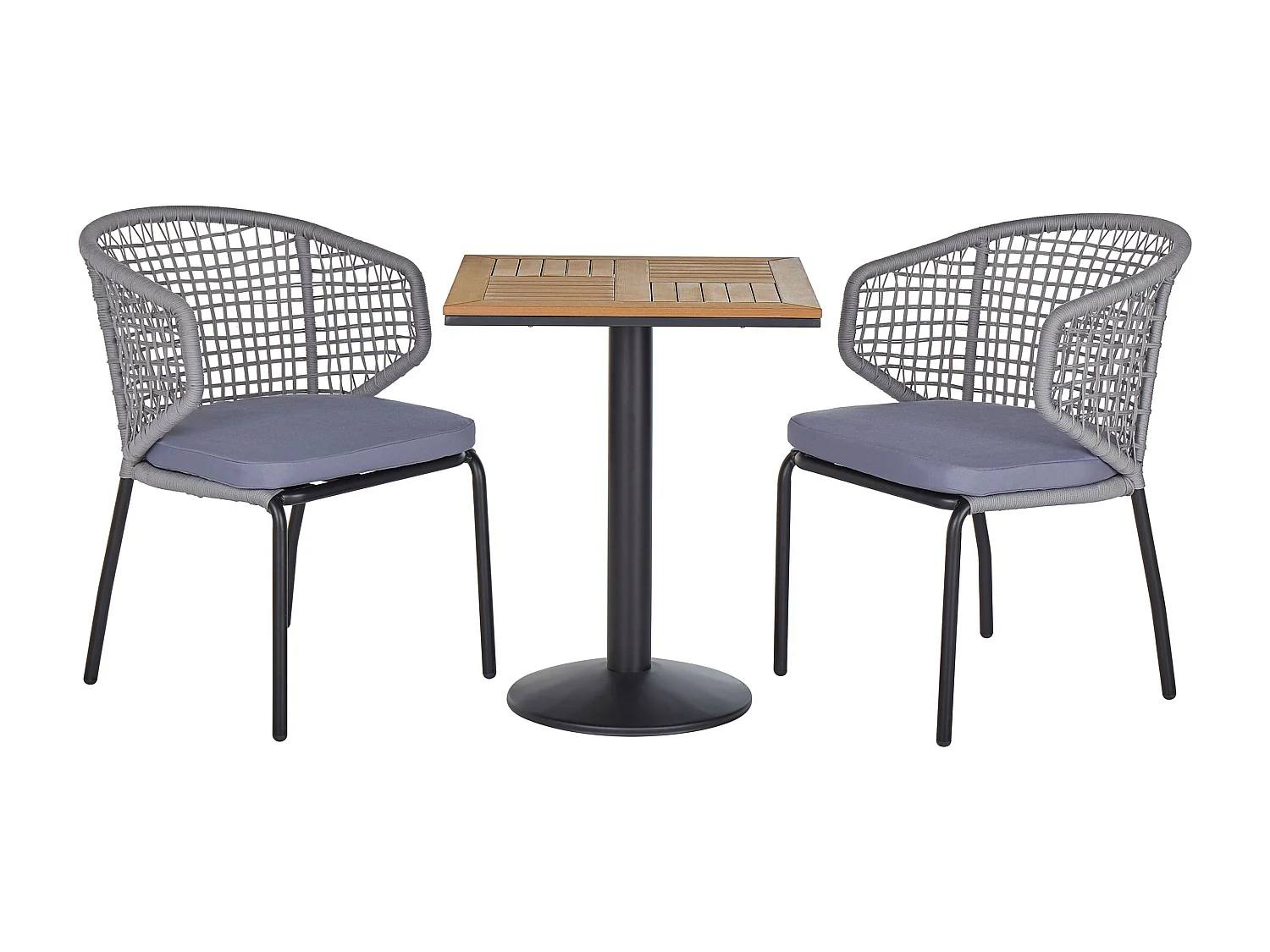 Ensemble bistrot avec coussins PALMI Métal Gris