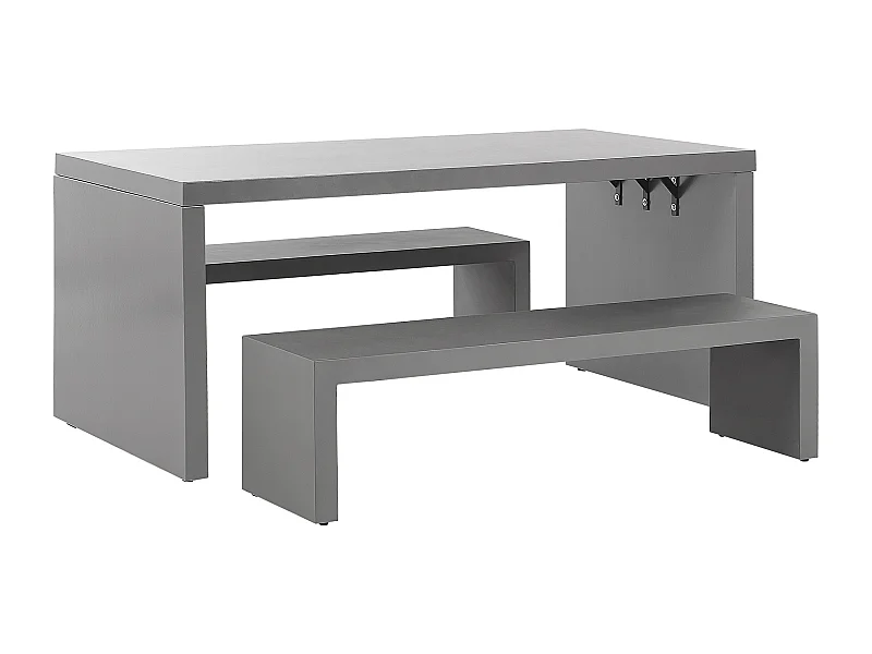 Salle à manger de jardin avec bancs 4 places TARANTO Béton Gris