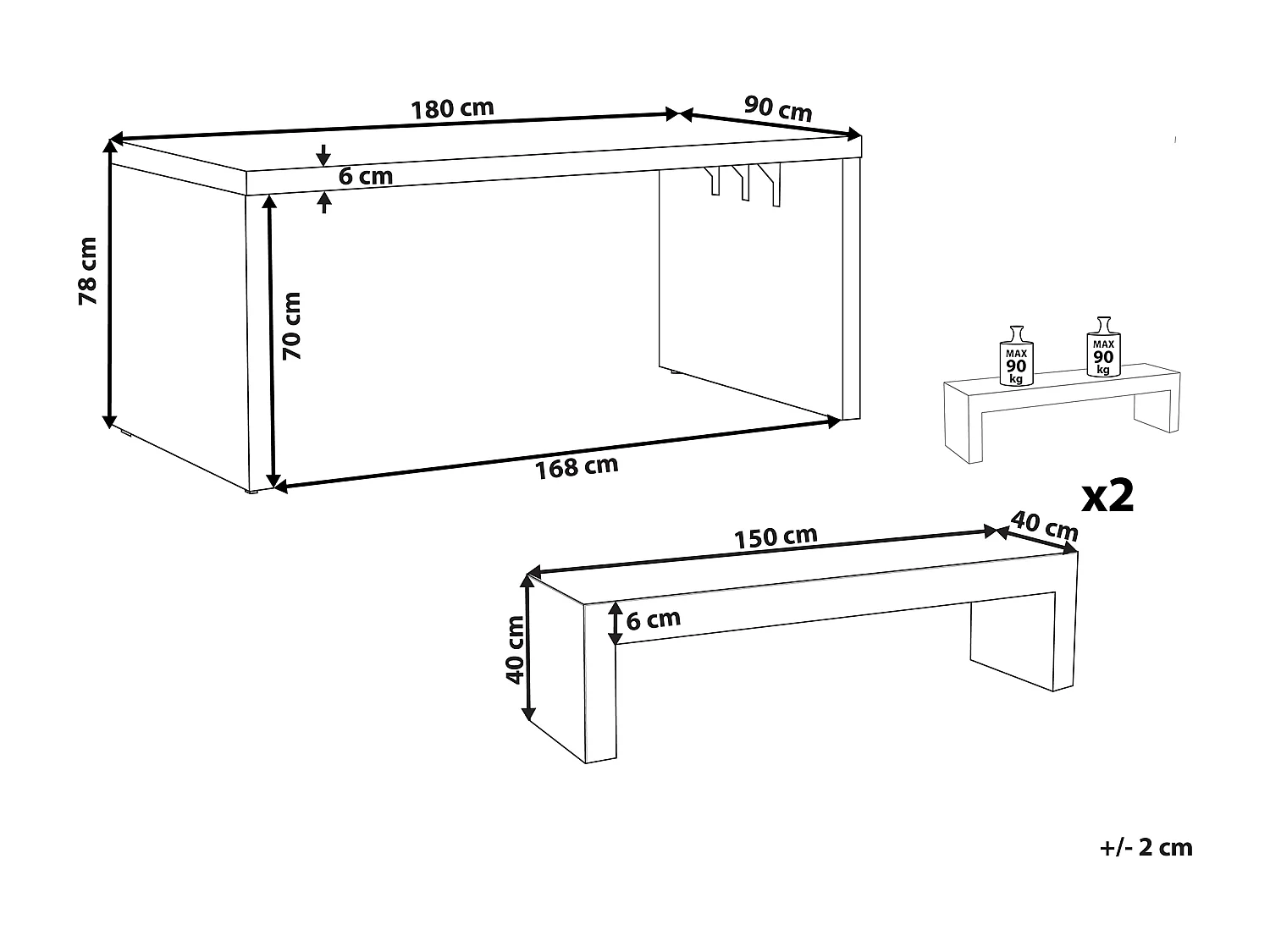 Set da pranzo da giardino con panche 4 posti TARANTO Cemento Grigio