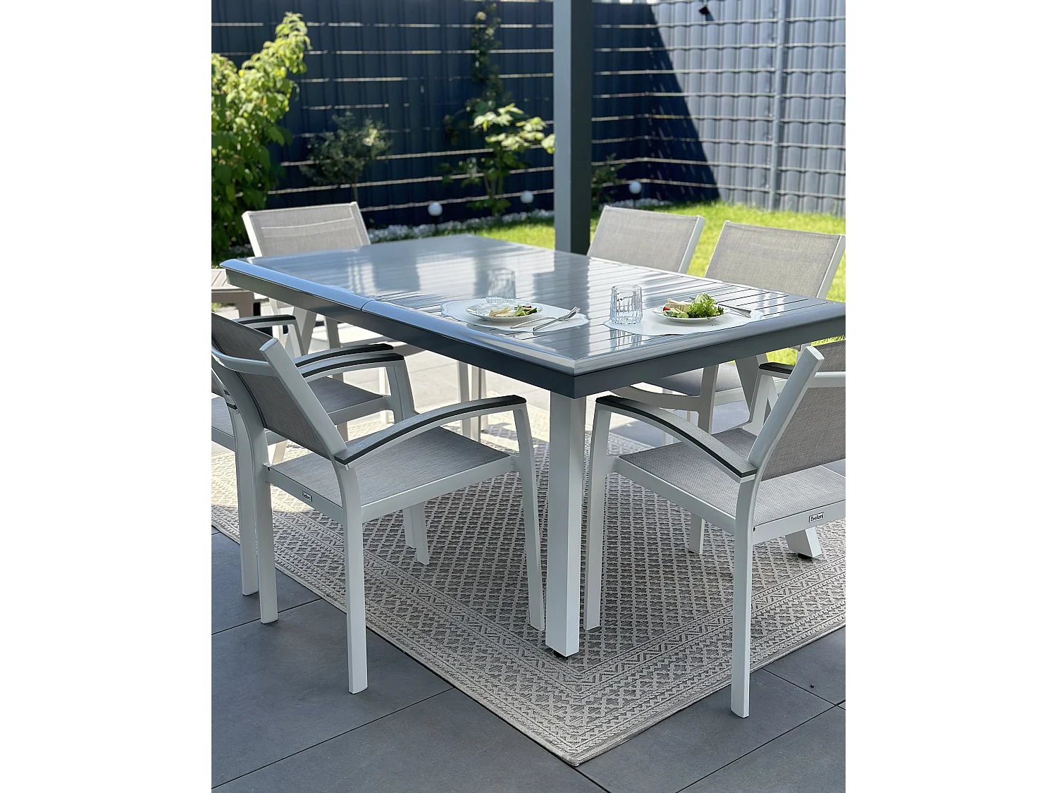 Set da pranzo da giardino 6 posti PERETA Metallo Grigio