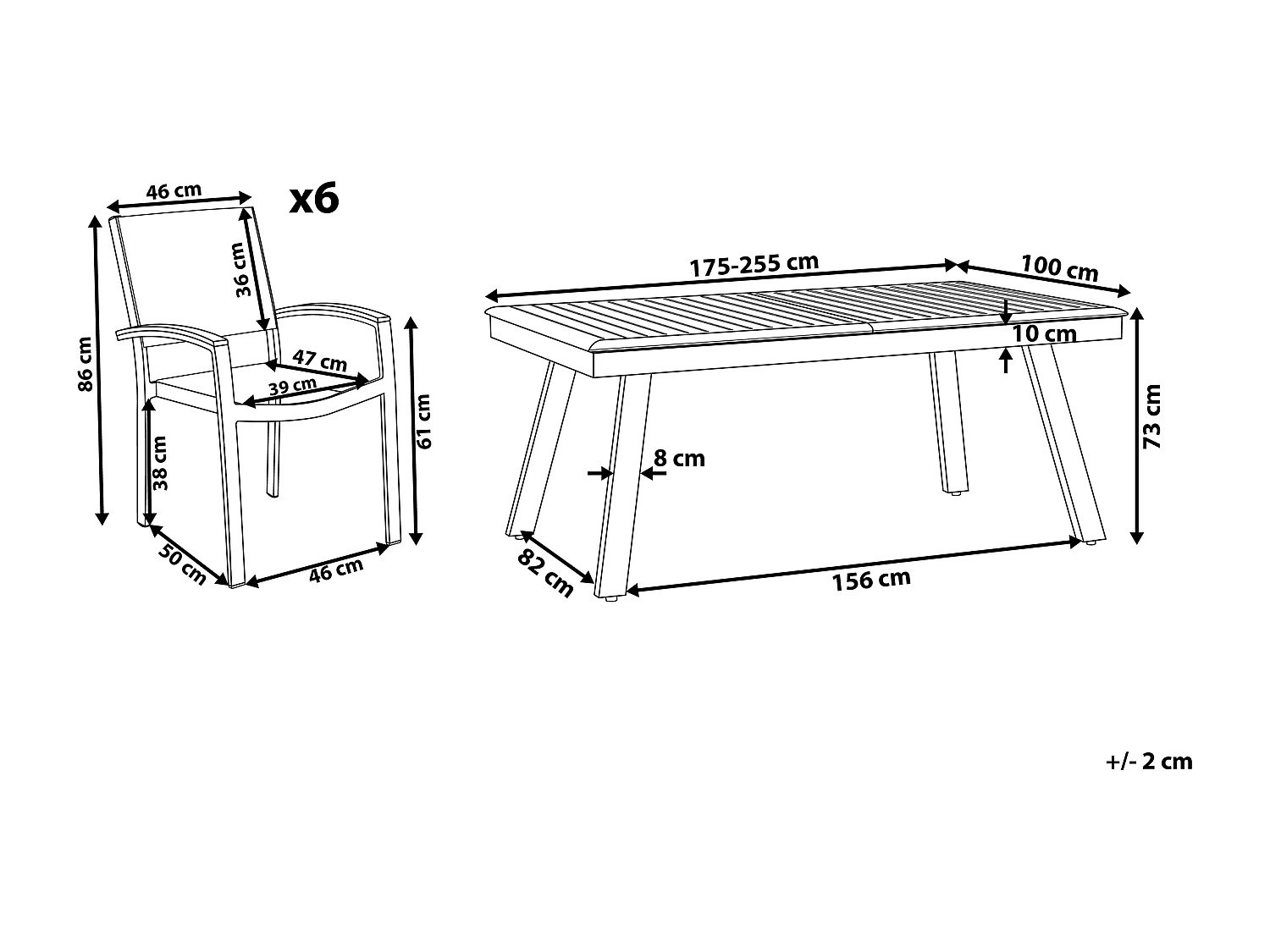 Set da pranzo da giardino 6 posti PERETA Metallo Grigio