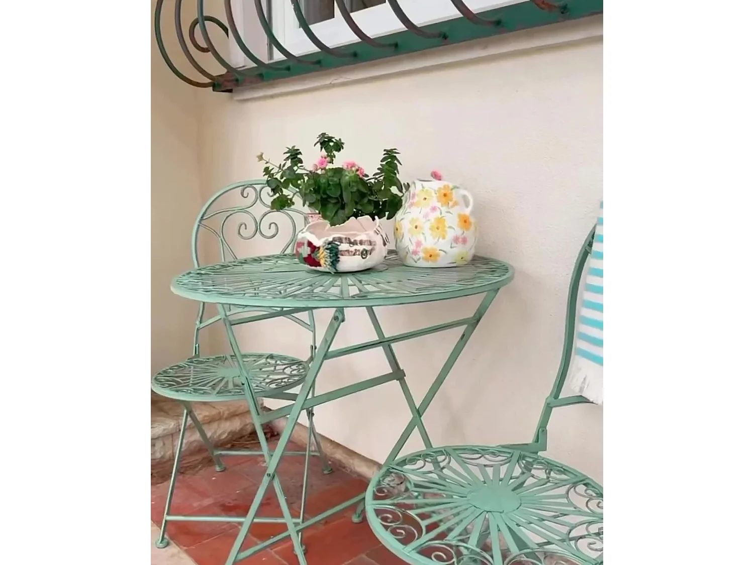 Set bistrot Pieghevole TRENTO Metallo Verde chiaro