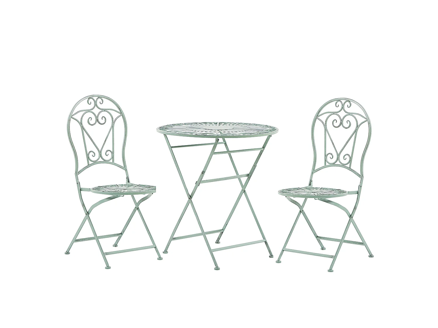 Ensemble pour bistro Pliant TRENTO Métal Vert clair