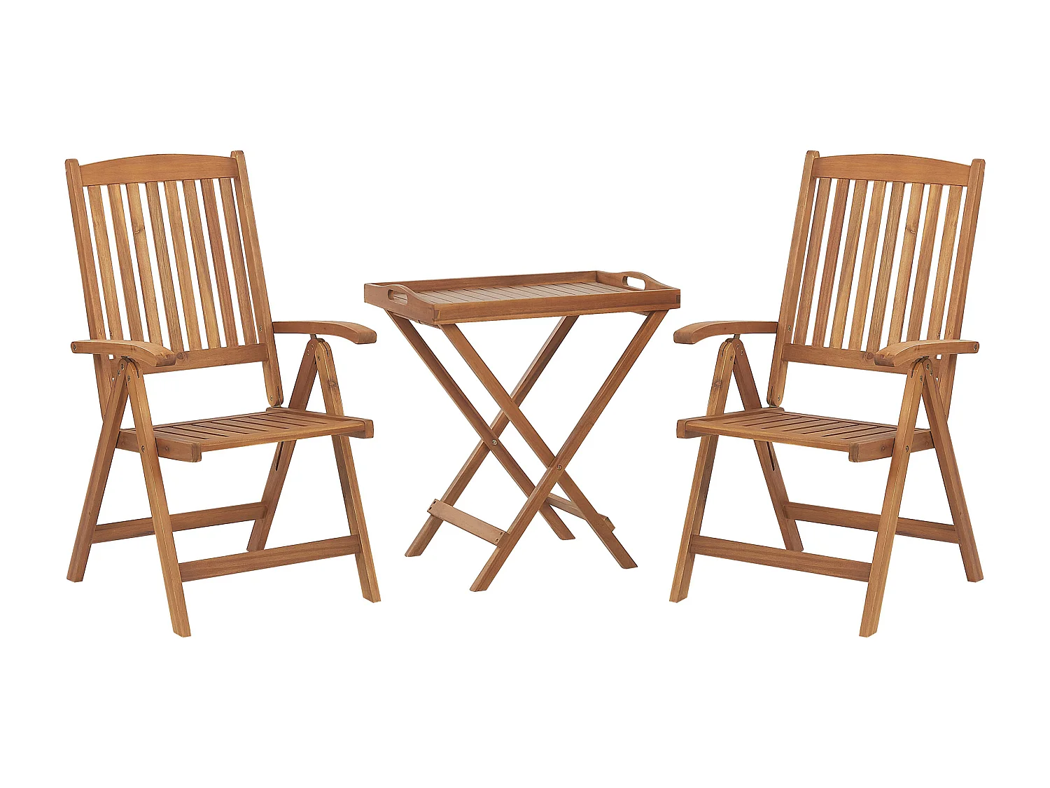 Ensemble pour bistro avec coussins Pliant JAVA Acacia Blanc cassé