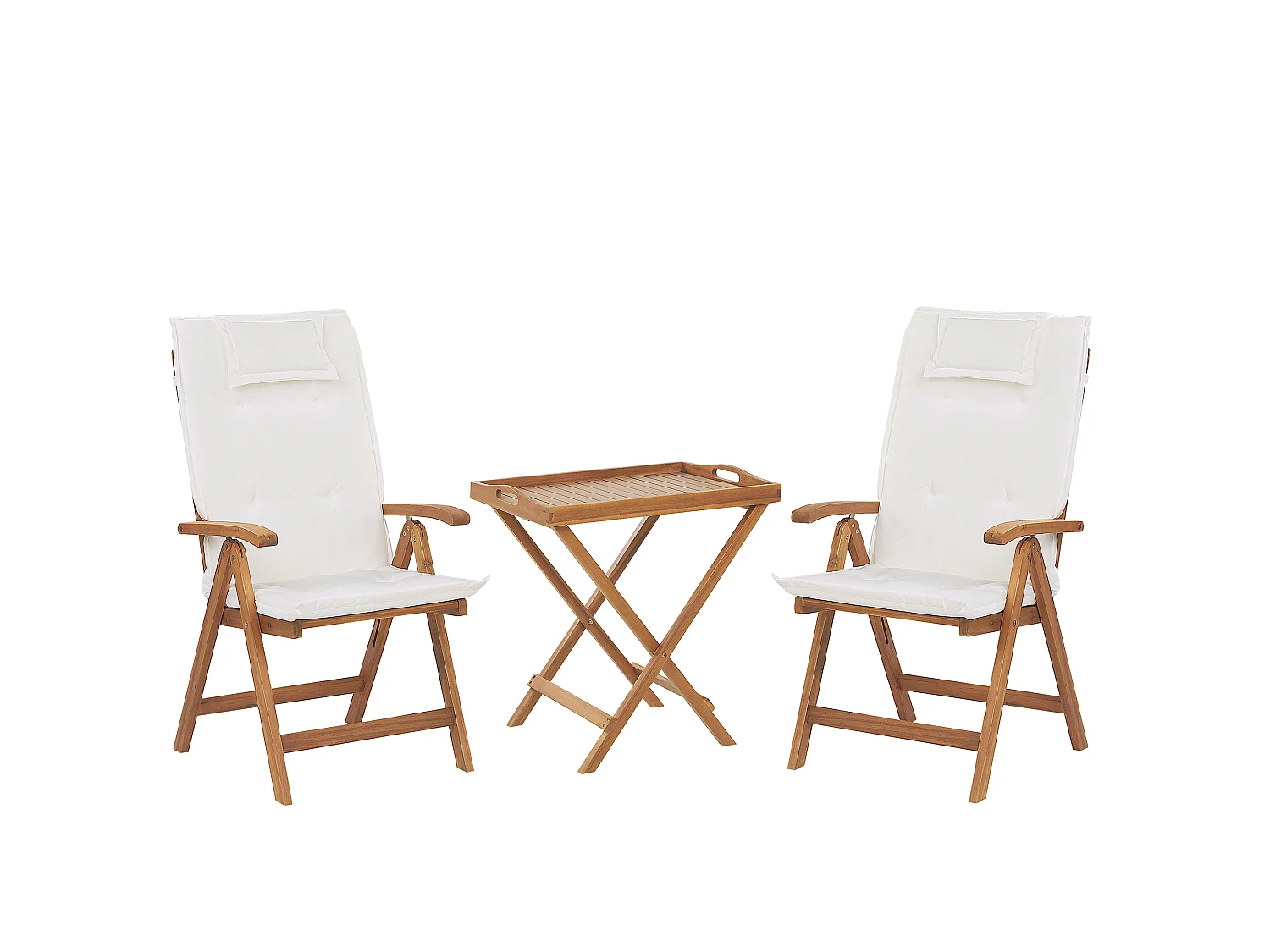 Zestaw mebli balkonowych z poduszkami Składane JAVA Drewno Złamana biel