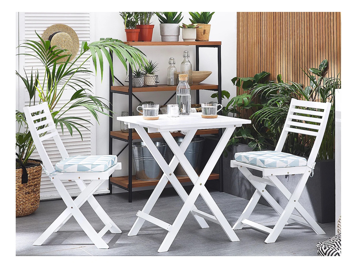 Bistroset met kussen Hout Blauw FIJI