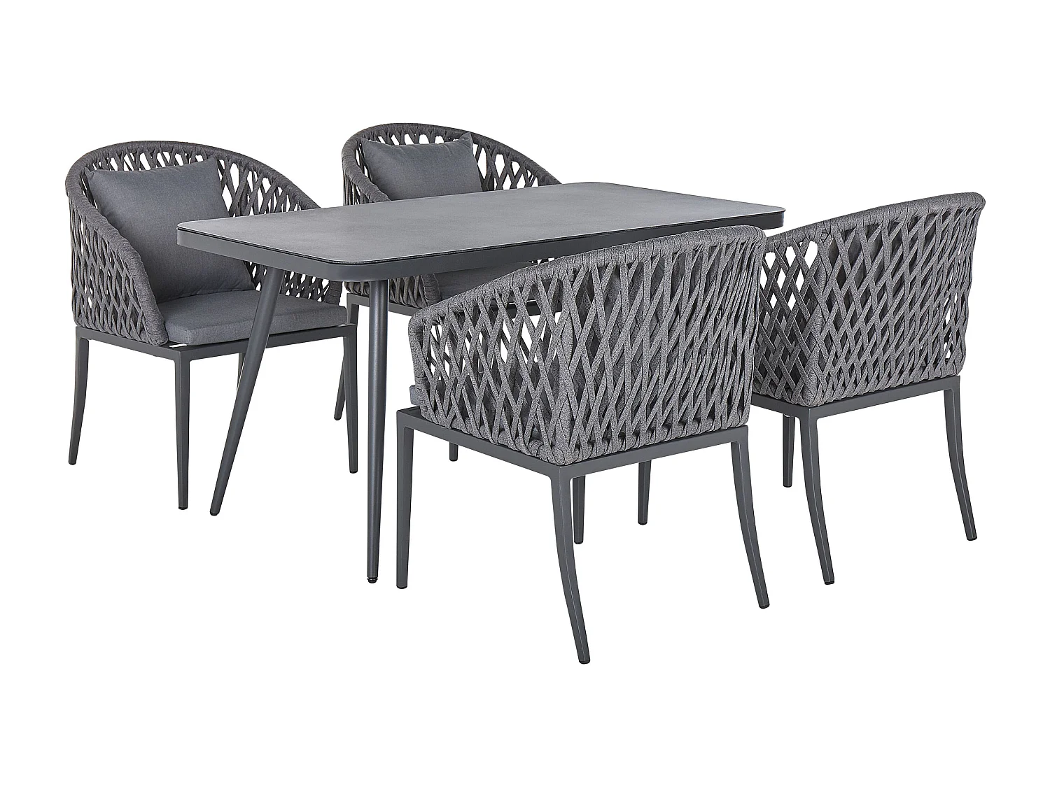 Tuinset 4-zitter LIPARI met kussens Metaal Grijs