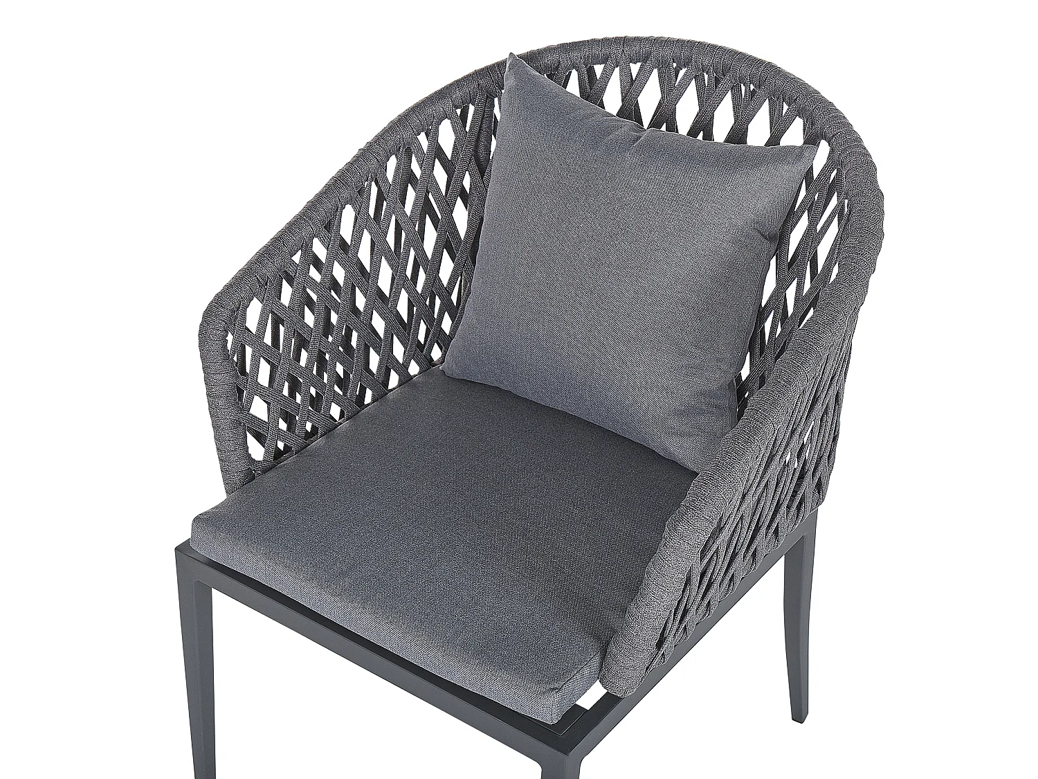 Salle à manger de jardin 4 places LIPARI avec coussins Métal Gris