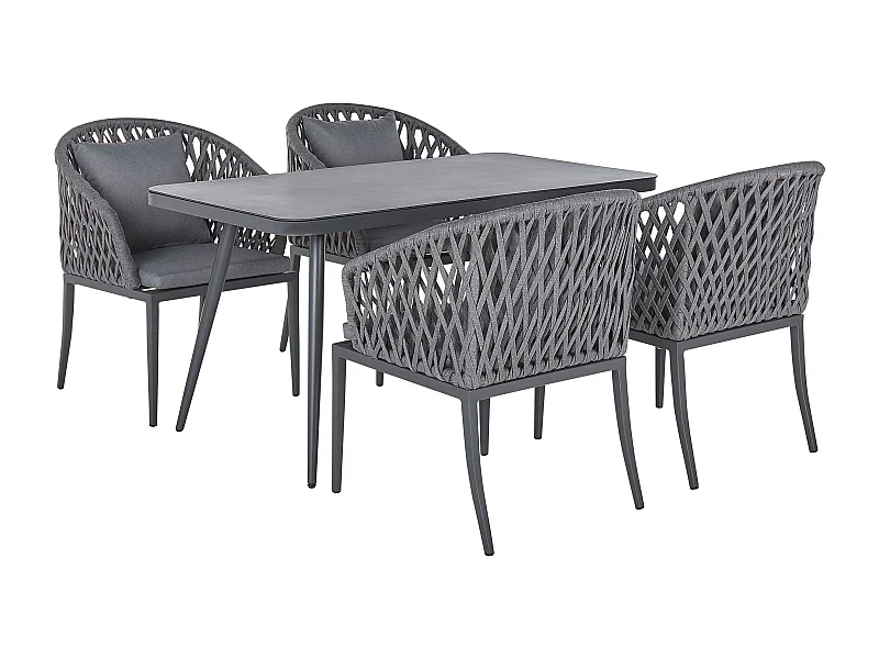 Tuinset 4-zitter LIPARI met kussens Metaal Grijs
