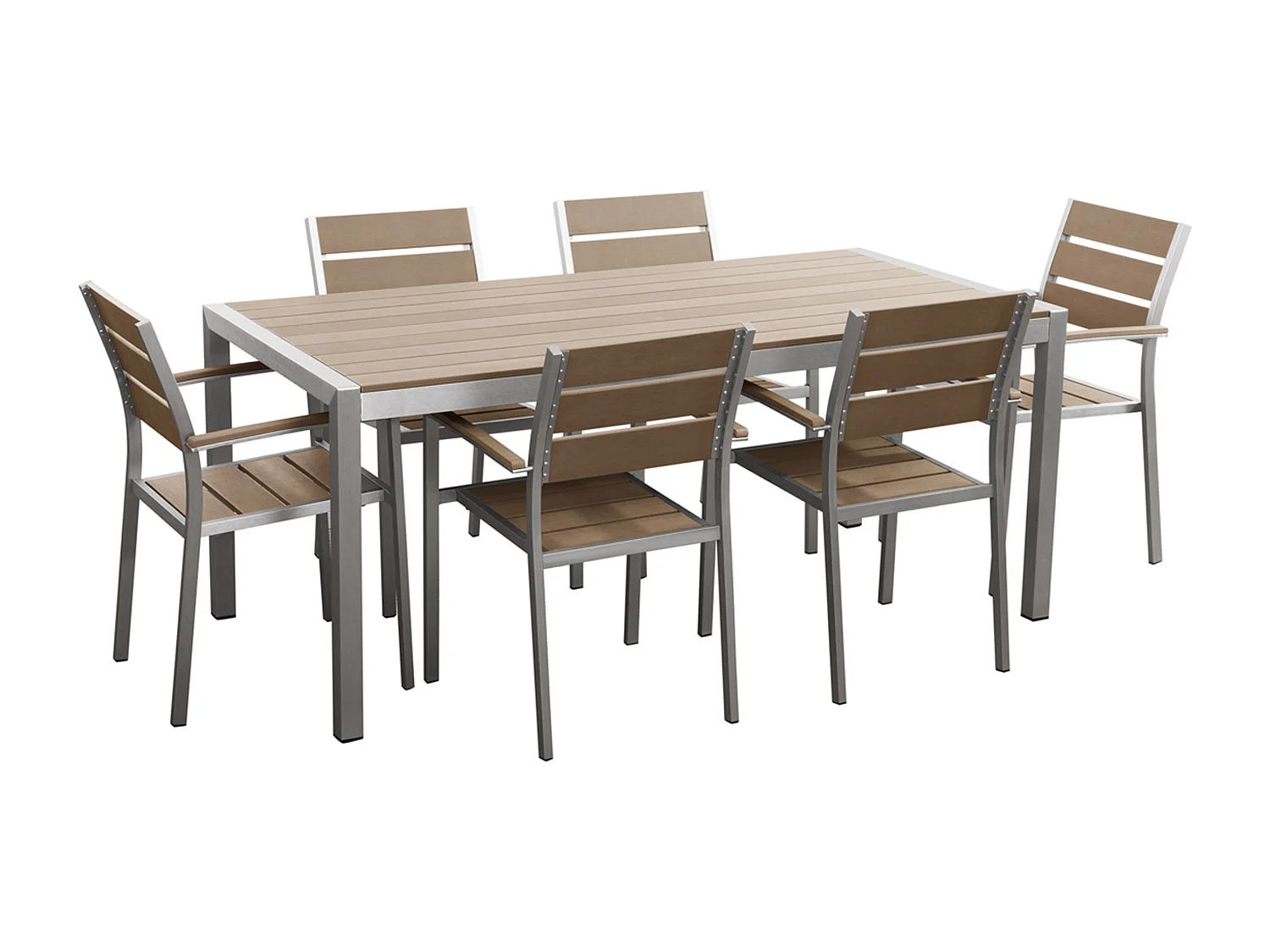 Salle à manger de jardin 6 places VERNIO Marron