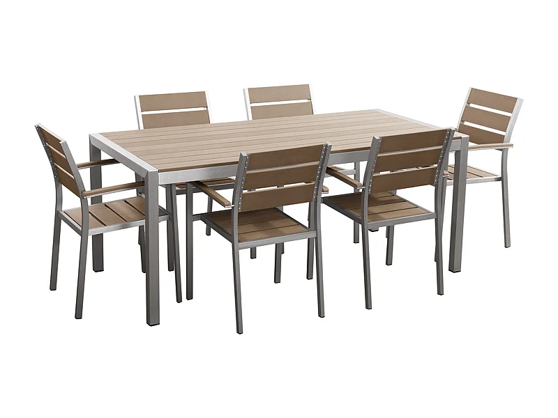 Conjunto de refeições de jardim 6 lugares VERNIO Castanho