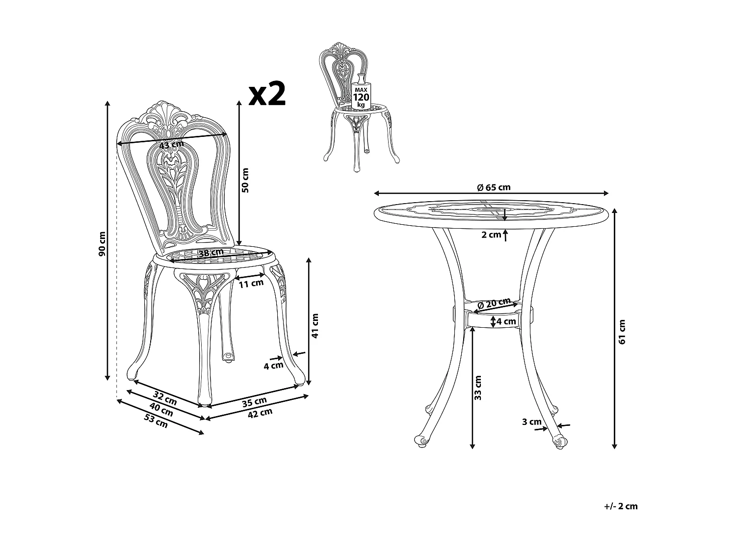 Set bistrot BOVINO Metallo Marrone scuro