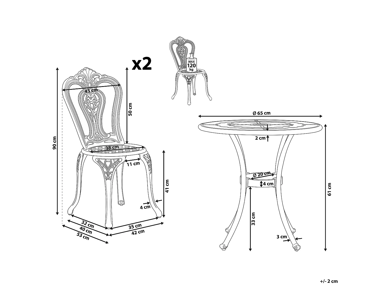 Set bistrot BOVINO Metallo Marrone scuro