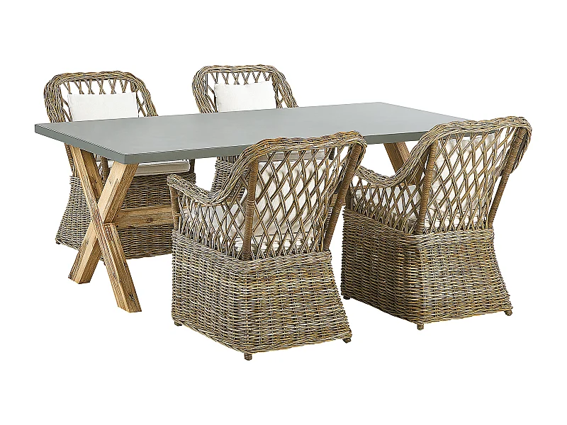 Gartenmöbel Set 4-Sitzer MAROS/OLBIA inkl. Kissen Beton Hellbraun