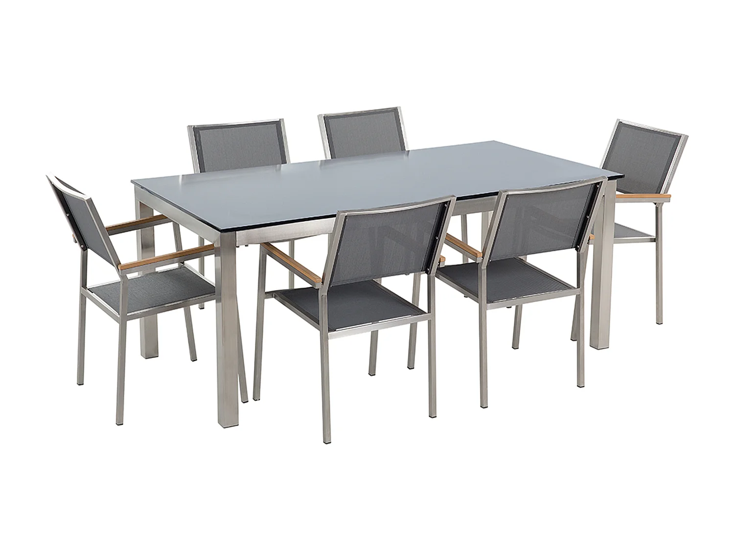 Salle à manger de jardin 6 places GROSSETO Verre de sécurité Gris/noir