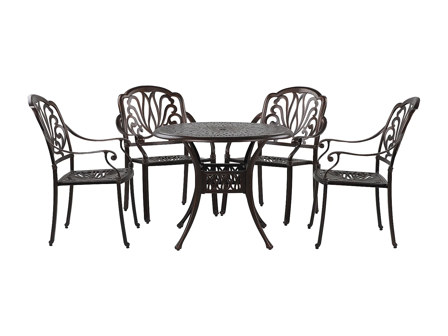 Salle à manger de jardin 4 places ANCONA avec coussins Métal Marron foncé