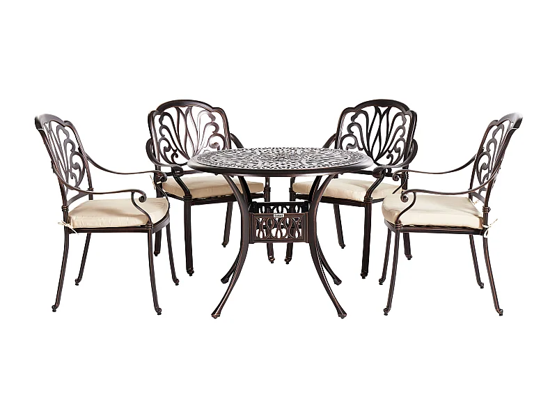 Zestaw ogrodowy dla 4 osób ANCONA z poduszkami Metal Ciemnobrązowy