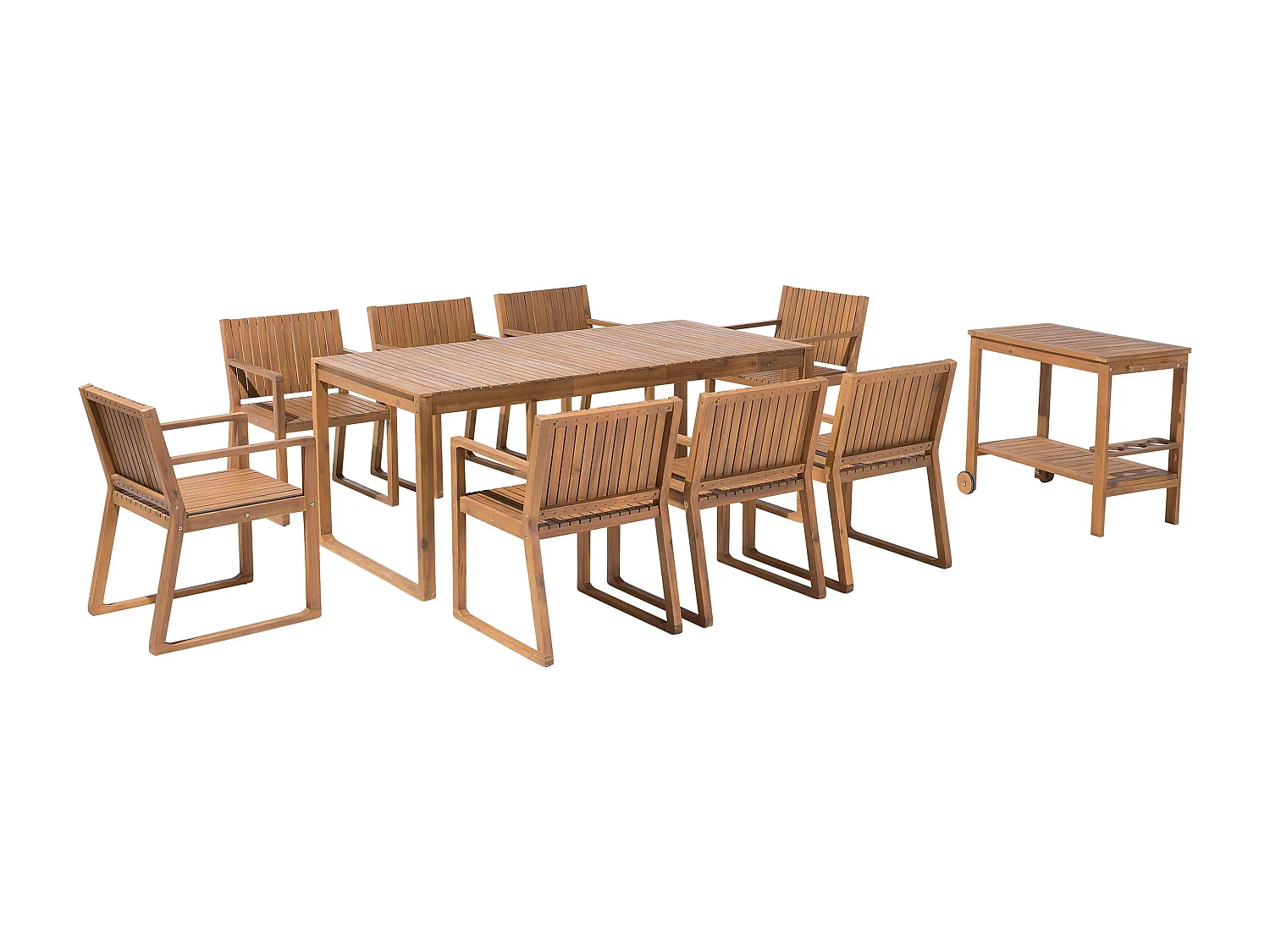 Conjunto de refeições de jardim com carrinho de cozinha 8 lugares SASSARI Madeira de acácia Castanho