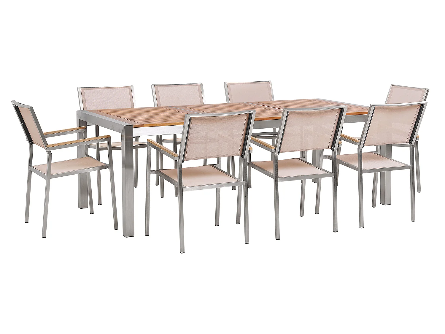 Salle à manger de jardin 8 places GROSSETO Bois d'eucalyptus Marron/beige