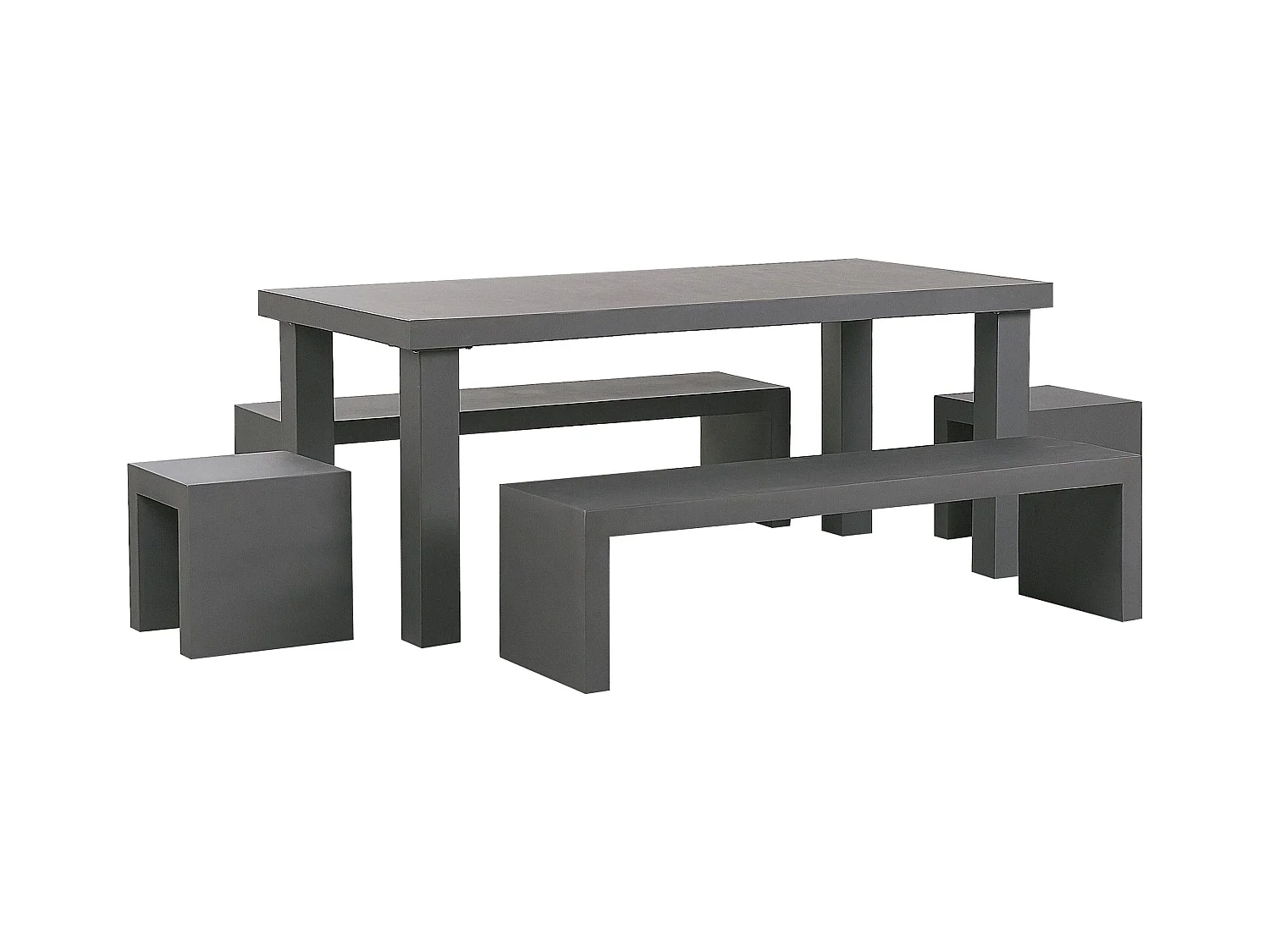 Salle à manger de jardin avec bancs et tabourets 6 places TARANTO Béton Gris