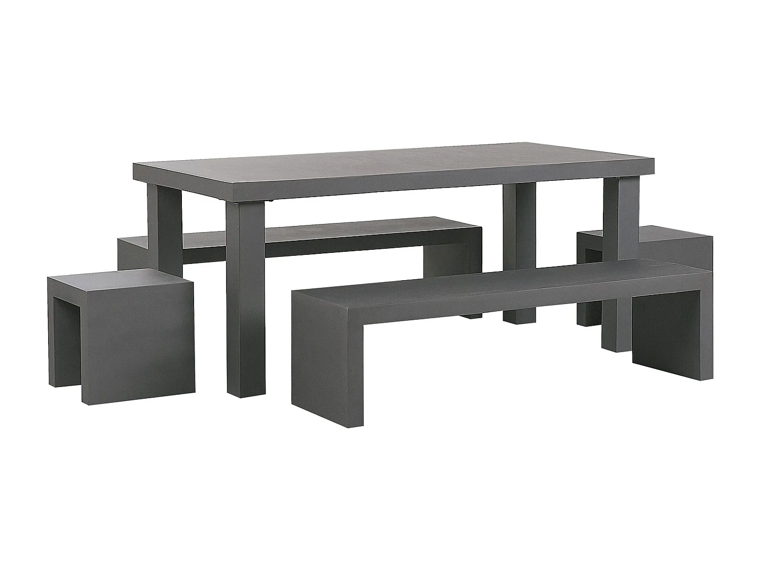 Salle à manger de jardin avec bancs et tabourets 6 places TARANTO Béton Gris