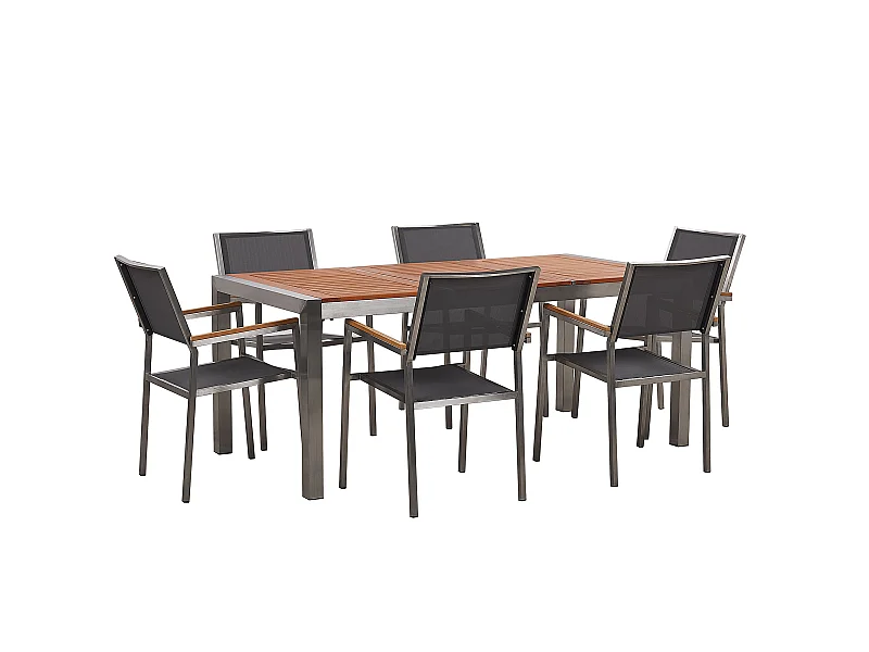 Gartenmöbel Set 6-Sitzer GROSSETO Eukalyptusholz Braun / Grau