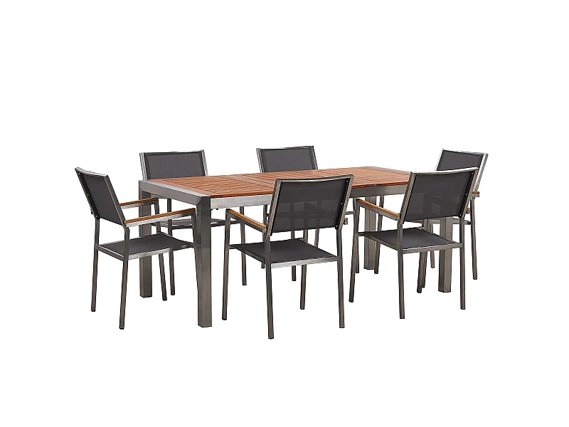 Zestaw ogrodowy dla 6 osób GROSSETO Drewno eukaliptusowe Brązowy/ szary