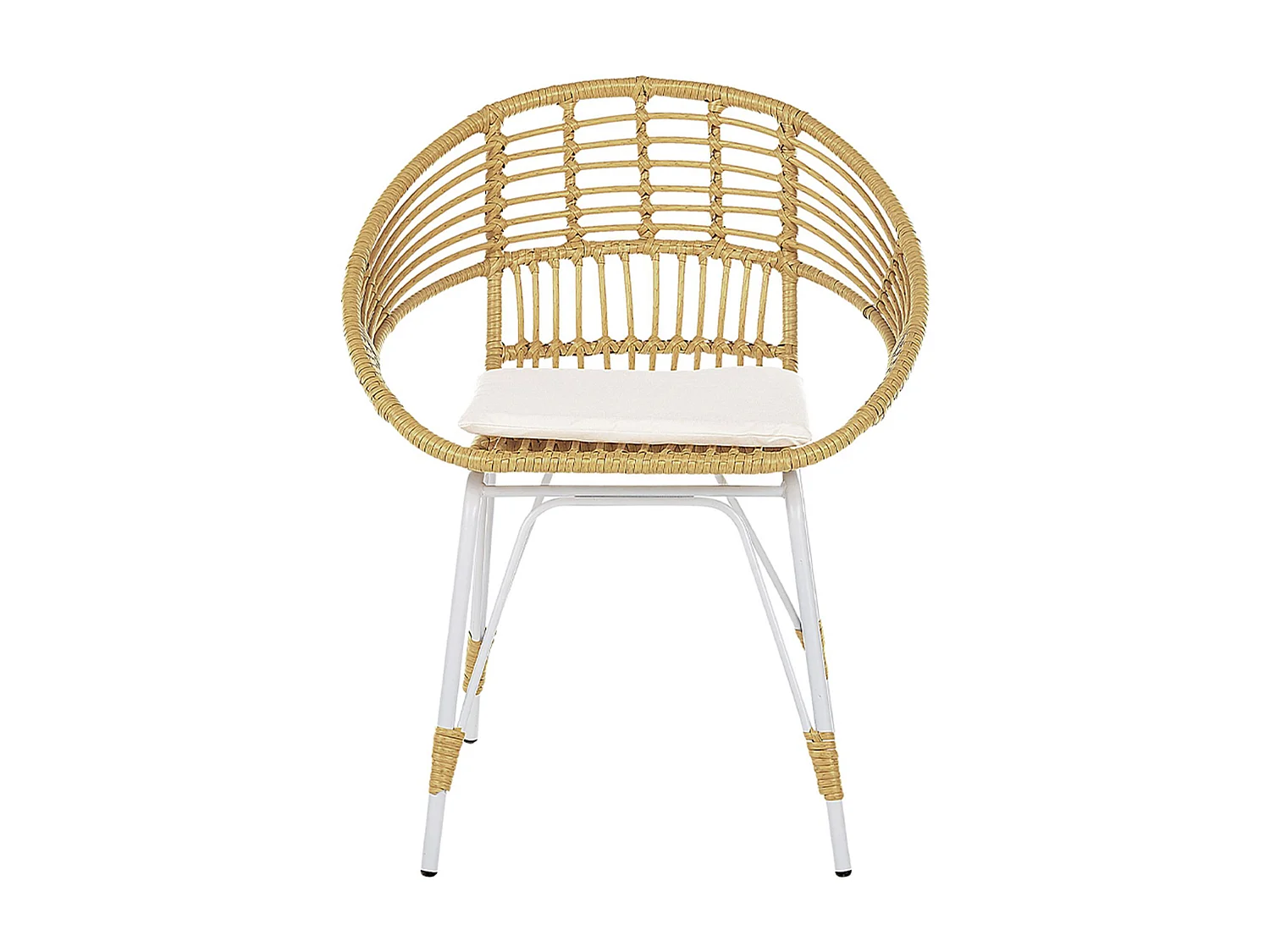 Salon de jardin bistrot en rotin clair / pieds blancs PELLARO