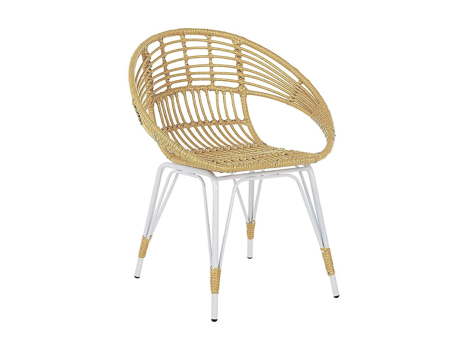 Salon de jardin bistrot en rotin clair / pieds blancs PELLARO