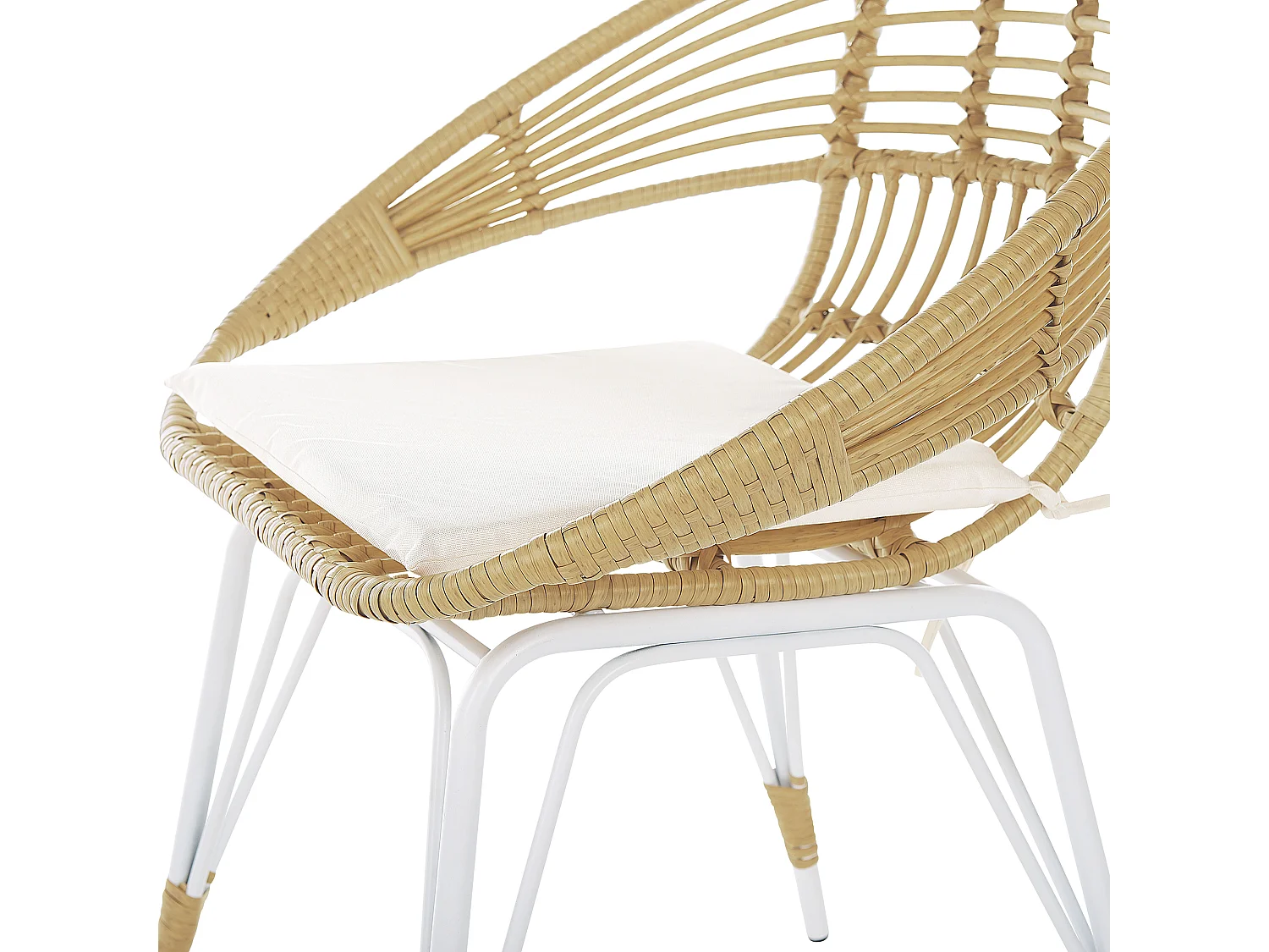 Salon de jardin bistrot en rotin clair / pieds blancs PELLARO