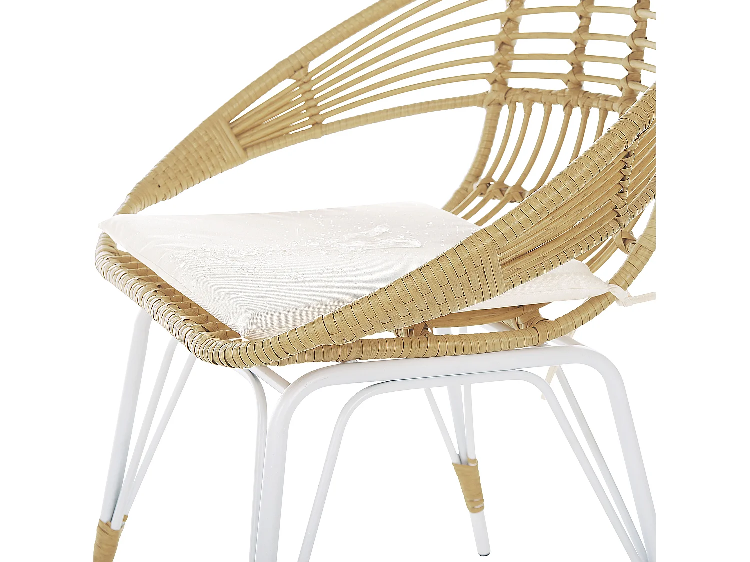 Salon de jardin bistrot en rotin clair / pieds blancs PELLARO