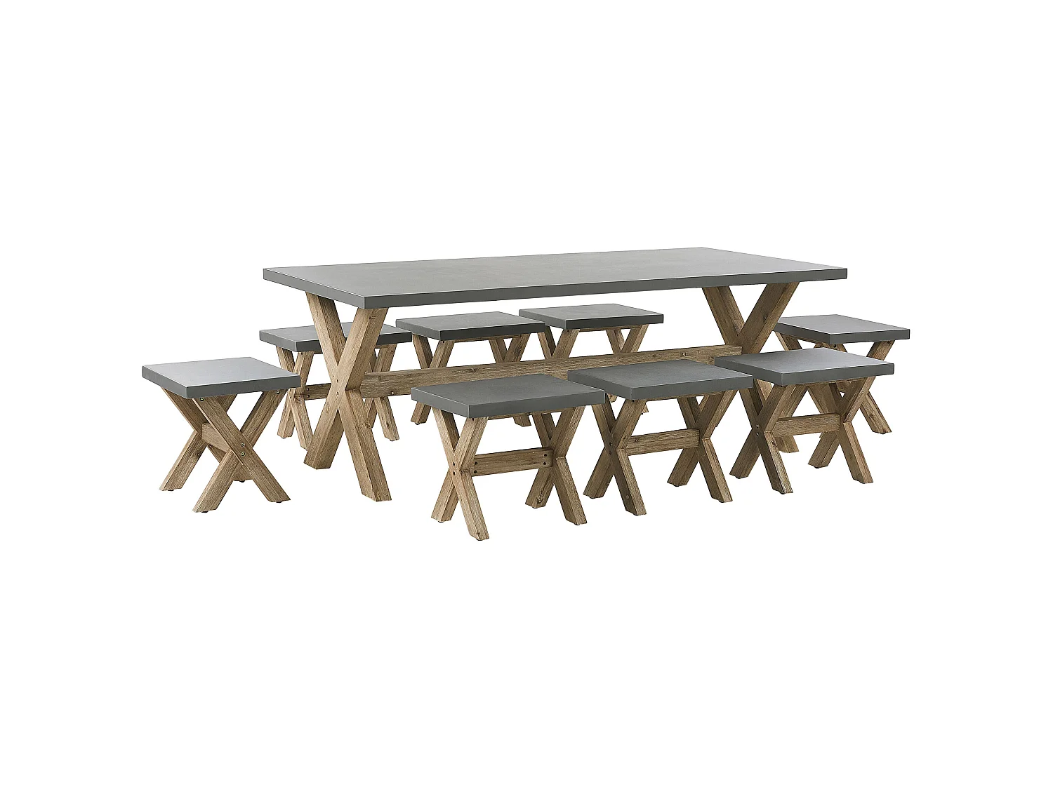 Gartenmöbel Set mit Hockern 8-Sitzer OLBIA Beton Grau
