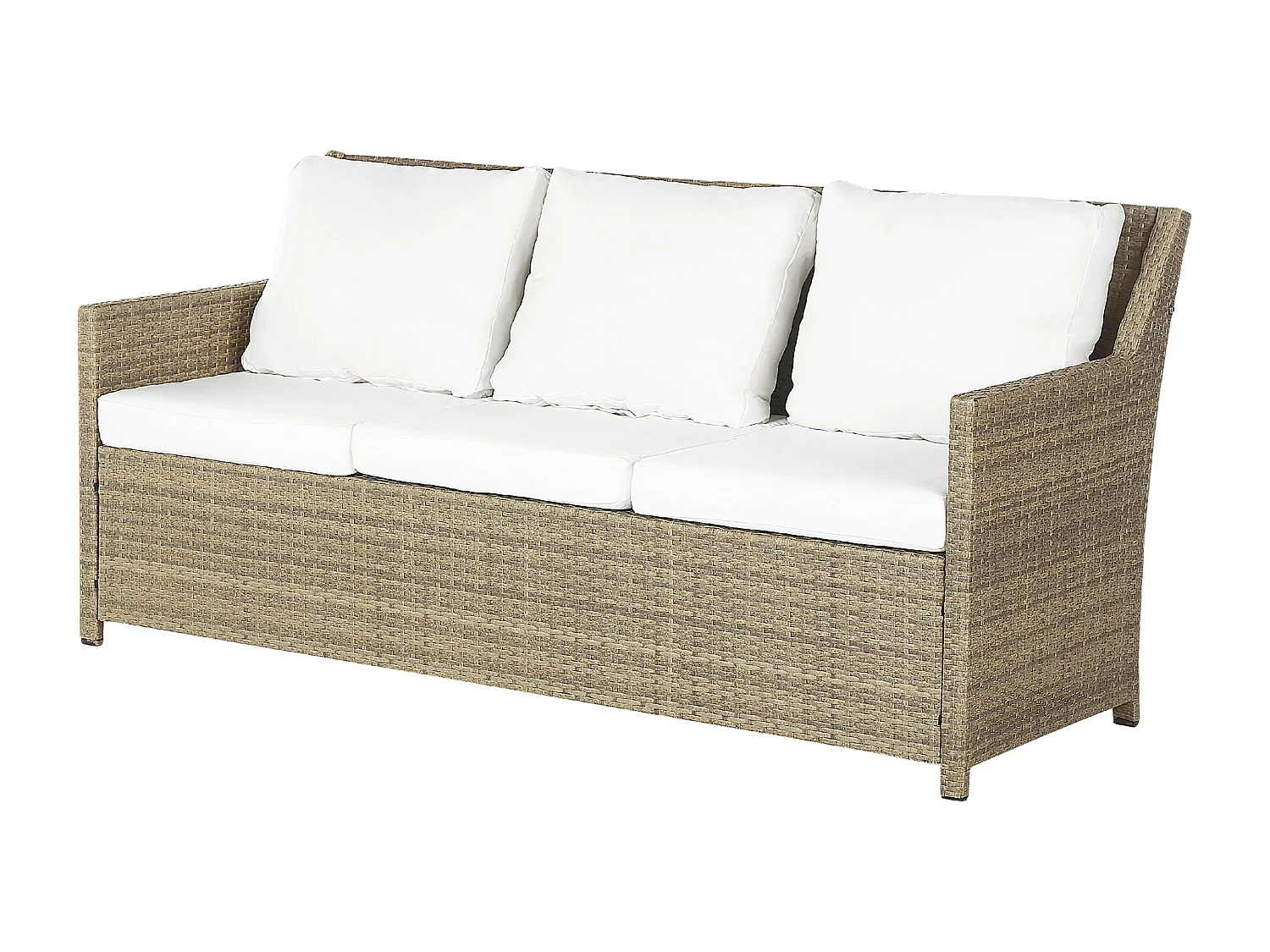 Ensemble de salon de jardin avec table et ottoman 5 places FONTI avec coussins Marron