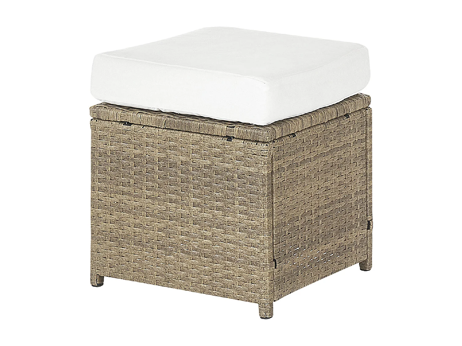 Lounge Set aus Polyrattan braun Tisch Hocker Sessel Auflagen weiß 5-Sitzer Fonti