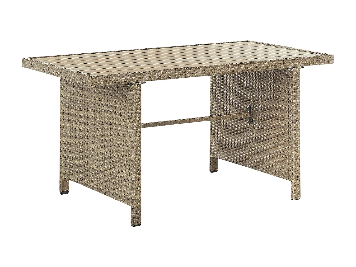 Ensemble de salon de jardin avec table et ottoman 5 places FONTI avec coussins Marron