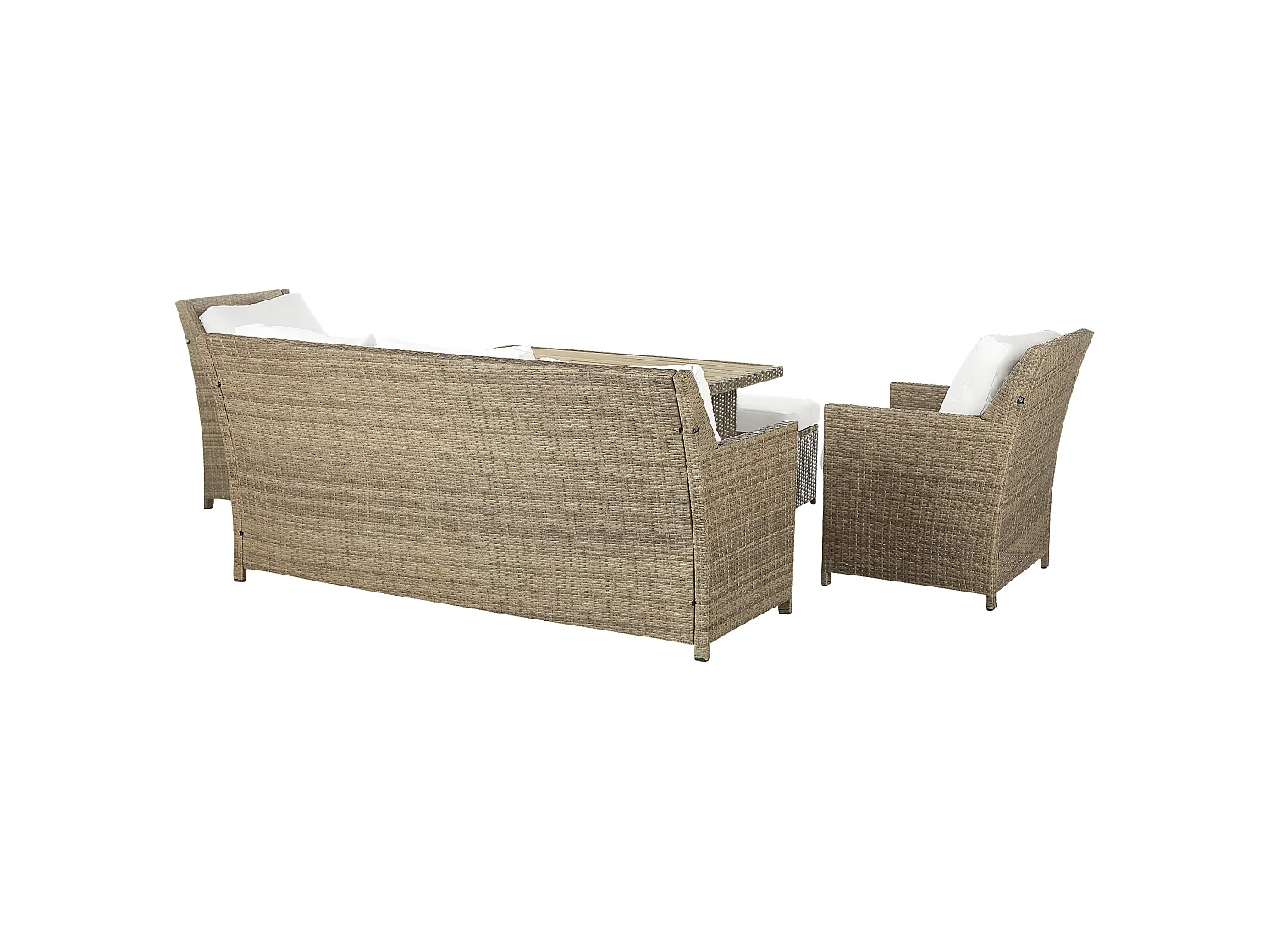 Loungeset met tafel en ottomaan 5-zitter FONTI met kussens Bruin
