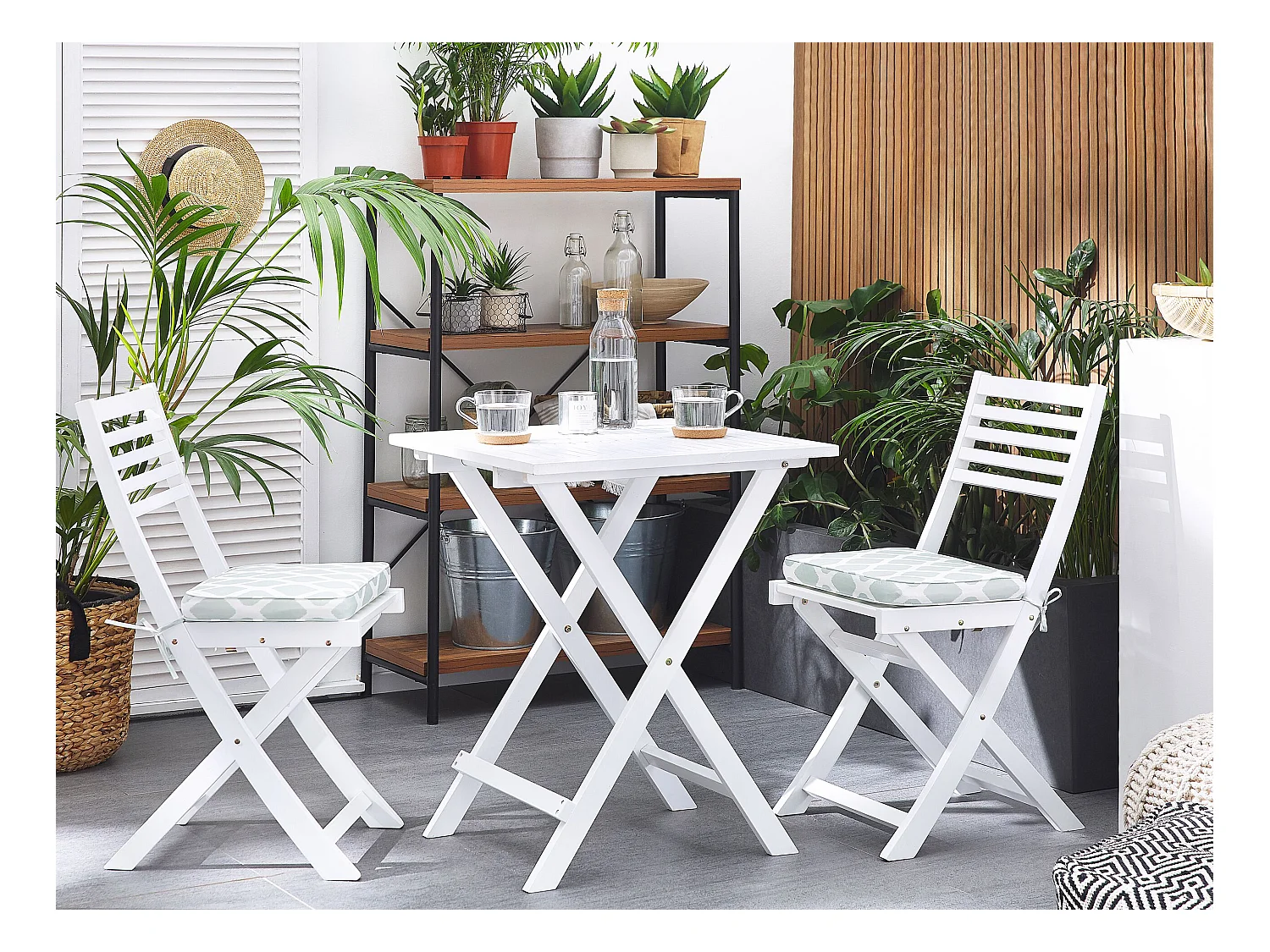 Bistroset met kussens Inklapbaar FIJI Hout Wit