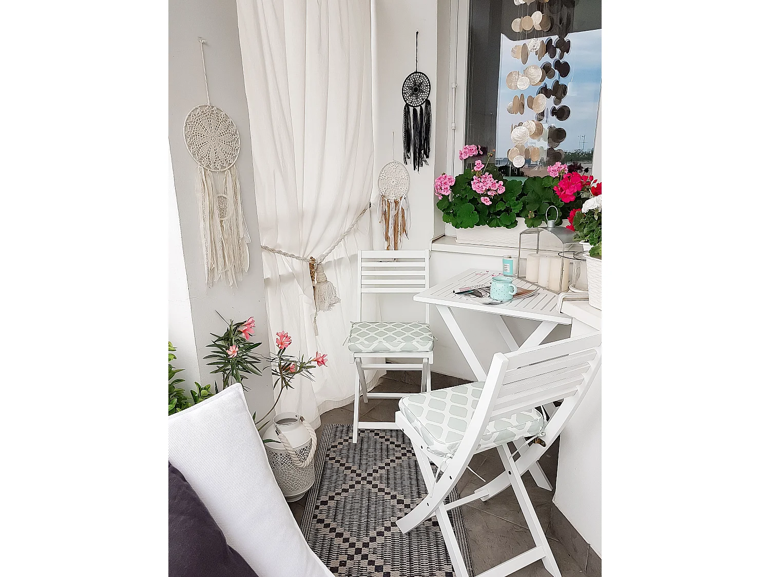 Conjunto de varanda com almofadas Dobrável FIJI Madeira Branco