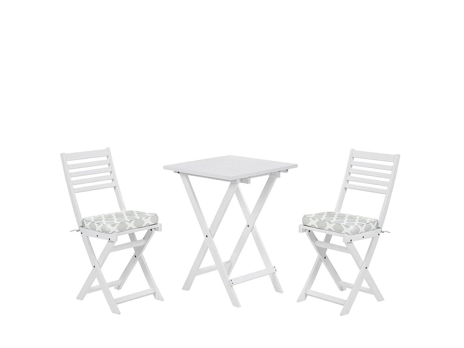 Ensemble bistrot avec coussins Pliant FIJI Acacia Blanc